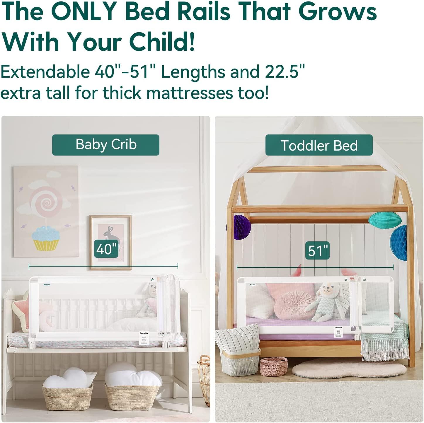 Babelio Toddler Bed Rails, Guardian 39-51 Extendable Bed Guard Rail for  Toddlers, Kids & Elderly Adults, Side Bed Rails for Twin/Queen/Full Size Bed  22.5 Tall White