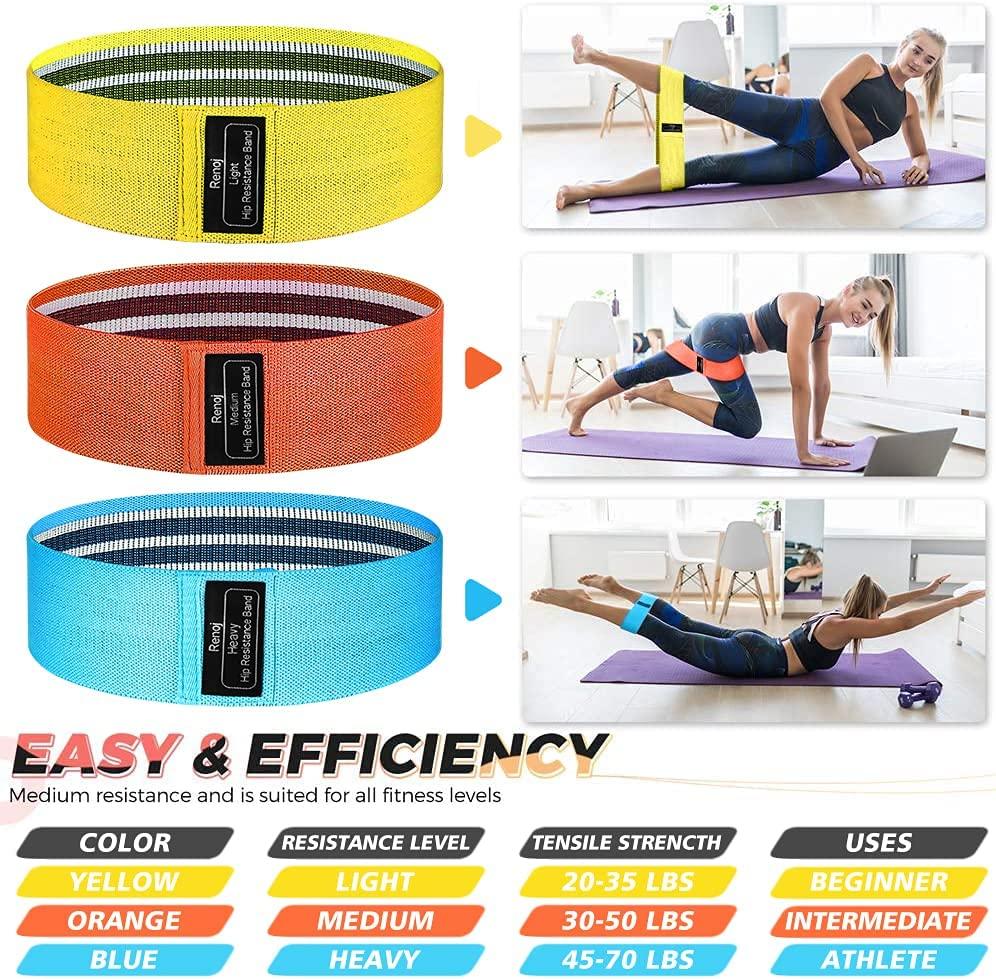 Exercise Workout Bands Resistance Bands for Women, 3 Levels Booty Bands for  Butt