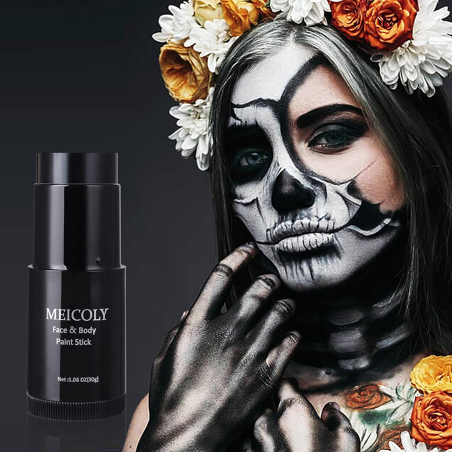 MEICOLY Black Face Paint Clown White Makeup,Classic Pro Oil Based