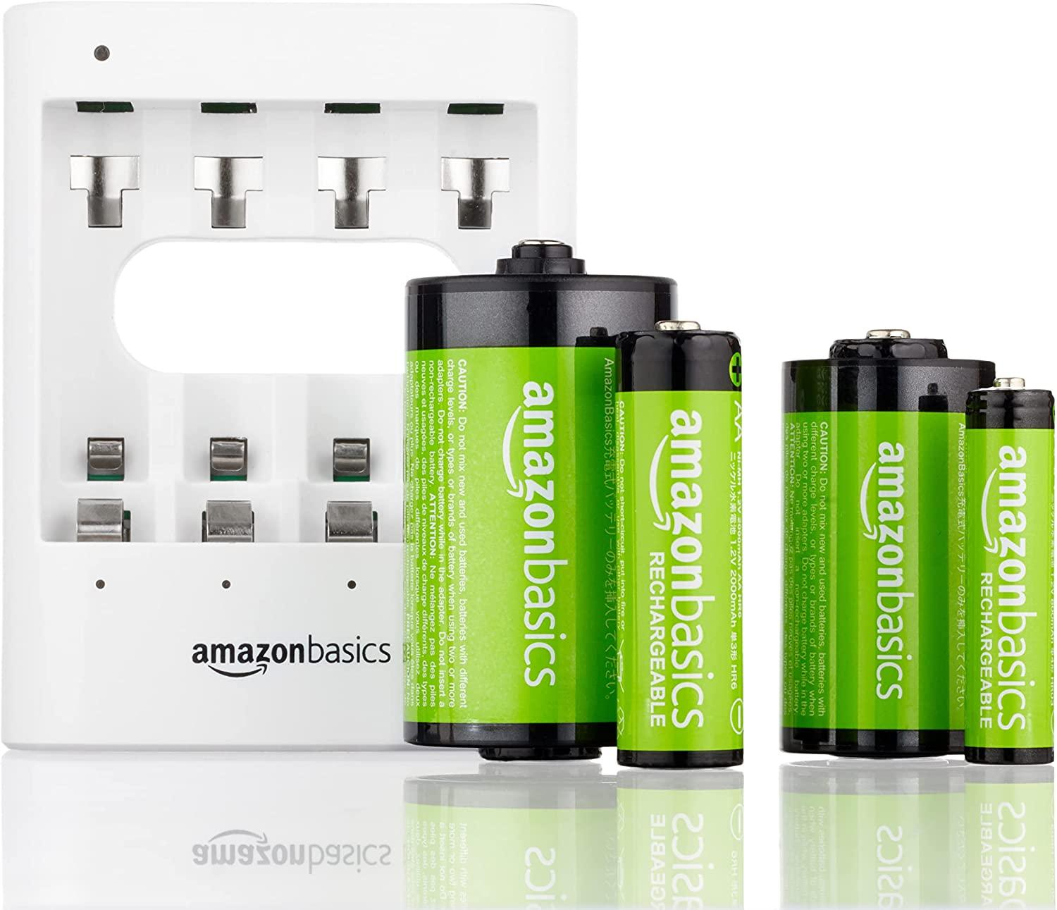 Basics 16-Pack AA Rechargeable Batteries, Recharge up to 1000x,  Standard Capacity 2000 mAh, Pre