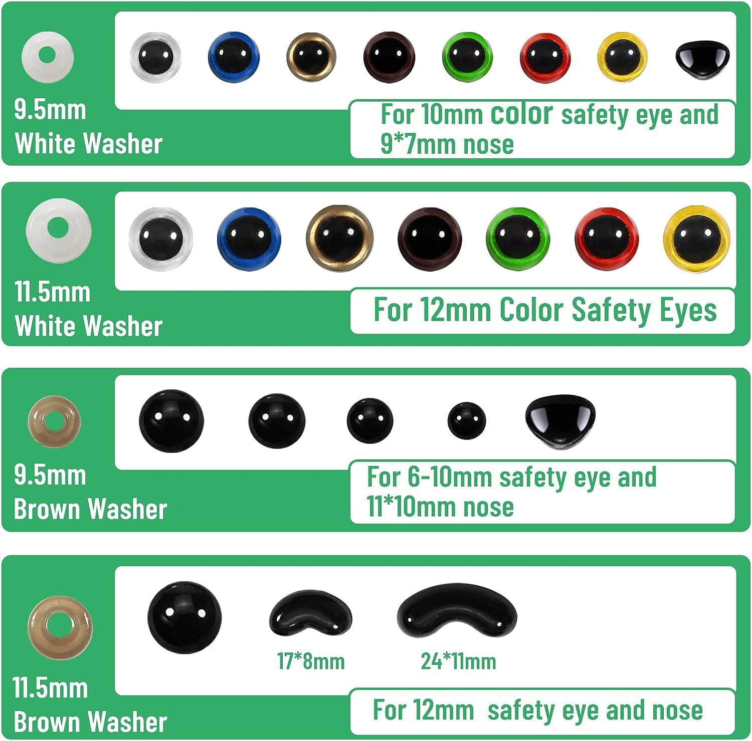 TOAOB 150pcs 12mm Black Plastic Safety Eyes Crafts Safety Eyes with Washers  for Stuffed Animals Amigurumis Crochet Bears Doll Making