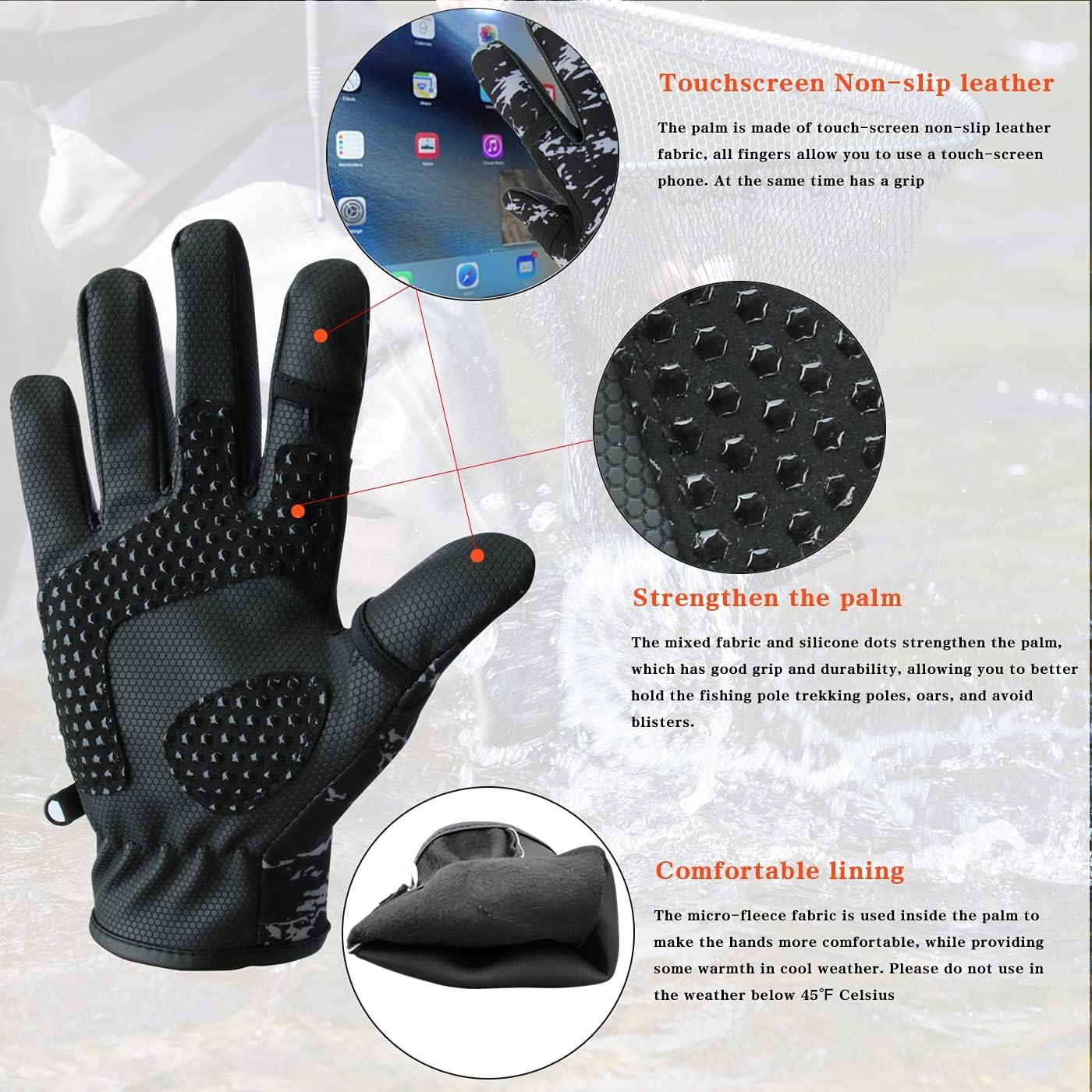 Touch Screen Fishing Gloves Outdoor Waterproof Sports Cycling Warm Gloves  for Winter MountaineeringBlack M 