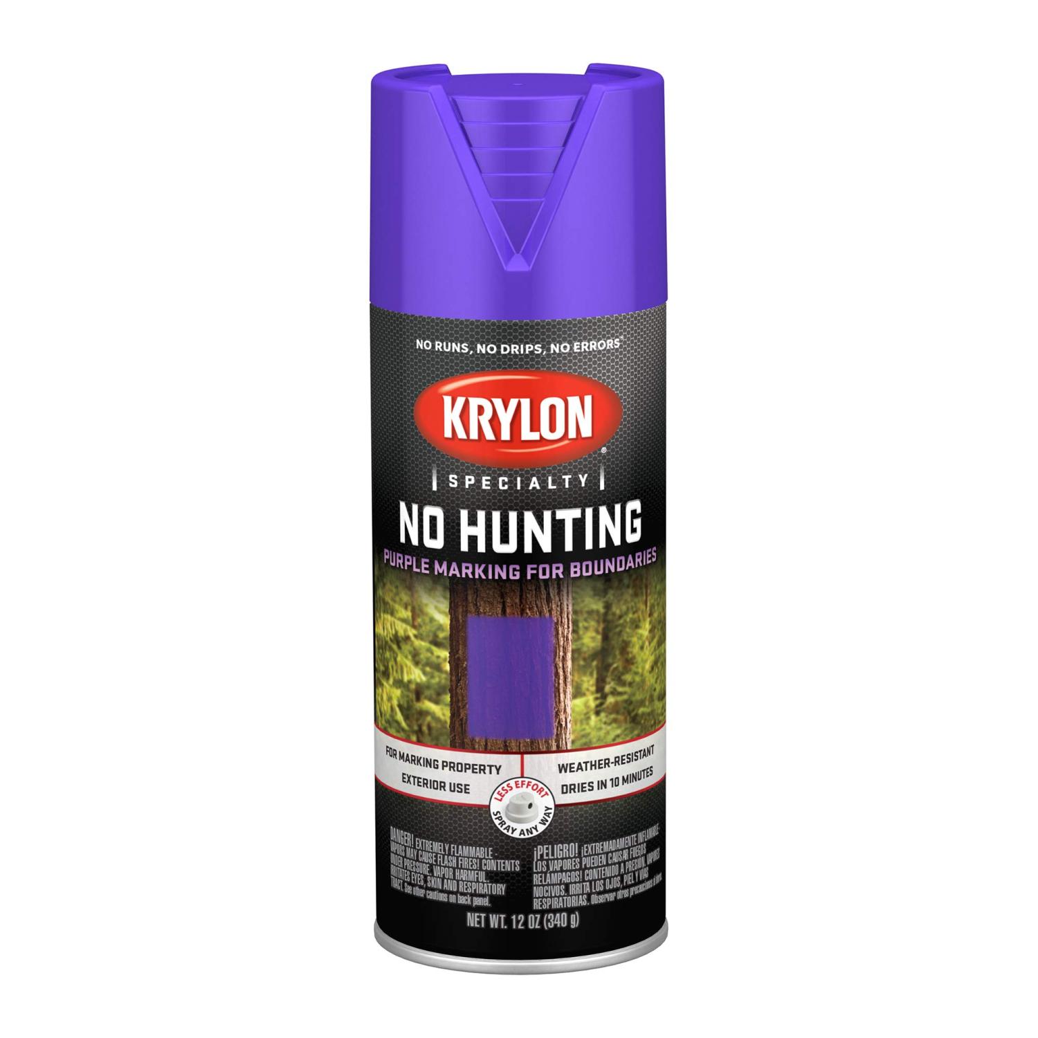 KRYLON NO HUNTING PURPLE MARKING FOR BOUNDARIES WEATHER-RESISTANT