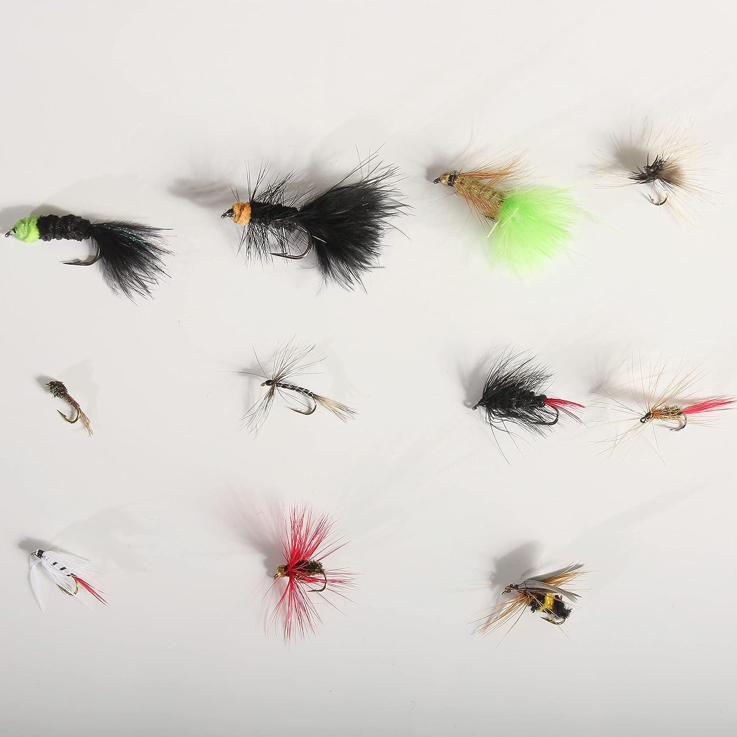 ZIQIDONGLAI Dry Fly Fishing Lure Kit Fly Fishing Gear for Bass, Trout,  Salmon with Organizer Box 40Pcs Flies Fly Fishing Dry/Wet Fly Fishing Lures  (Color : Multi-colored, Size : 10.5x6.5x3.6cm) : 
