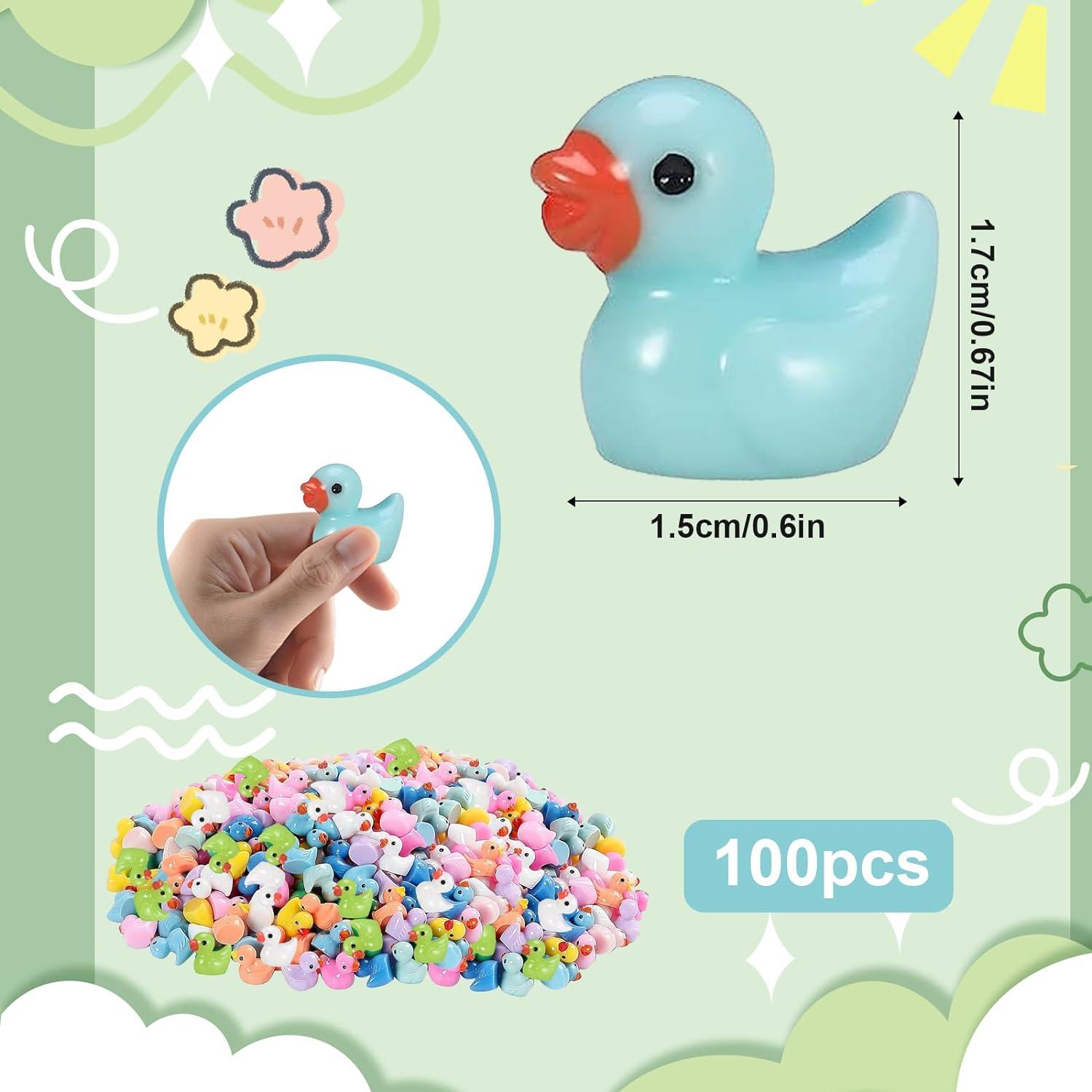 Movstriker 100Pcs Mini Resin Ducks Realistic Shape Tiny Ducks 10