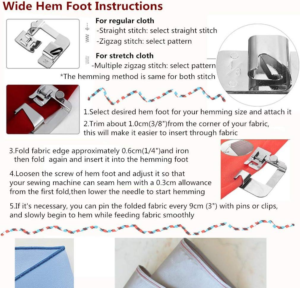  Windman 3 Sizes Wide Rolled Hem Pressure Foot Sewing Machine  Presser Foot Hemmer Foot Set 1/2 Inch