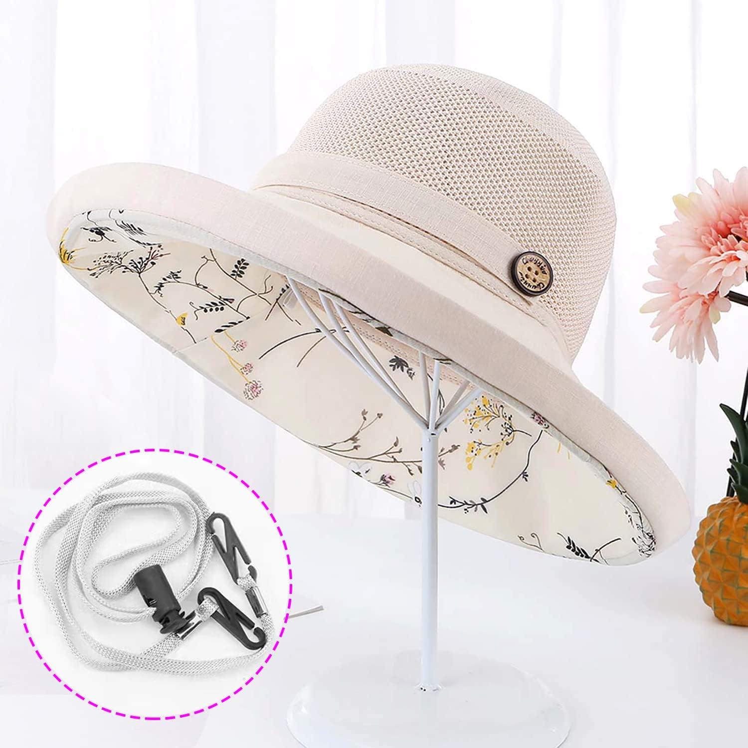 Sun Hats for Women Unisex Summer Casual Wide Brim Cotton Bucket Hat Beach  Vacation Travel Accessories White 