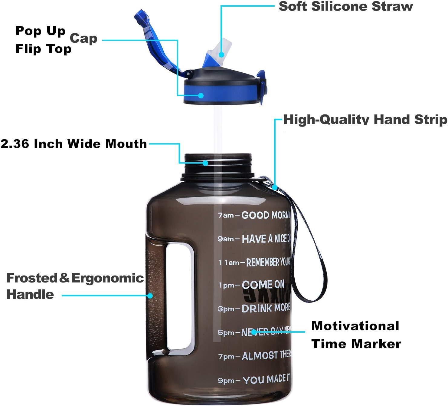 850ml Water Bottle Large Capacity Lock Design with Straw Measure