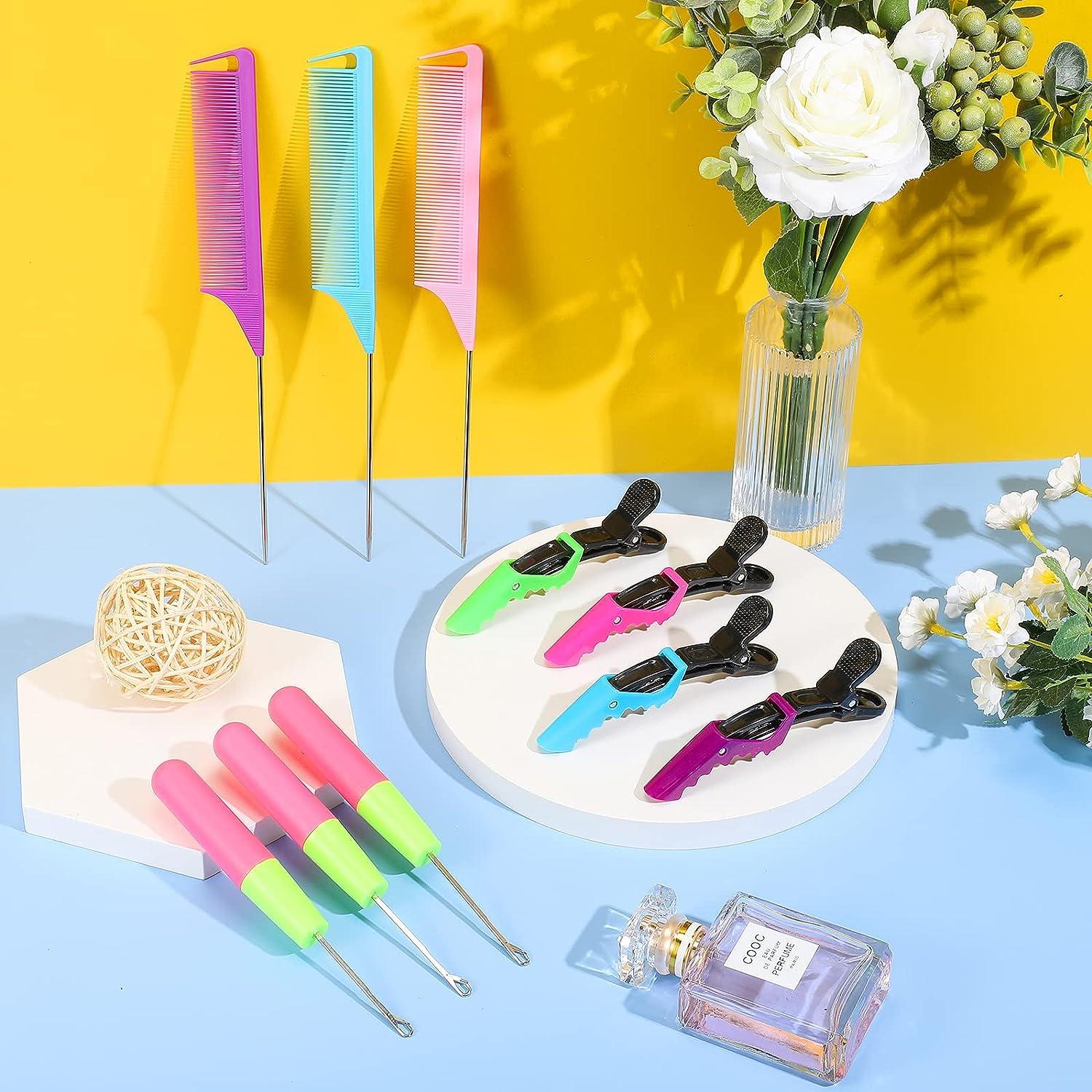 Plastic Crochet Hooks for Hair, Hair Extension Crochet Hair Tools for  Braiding Hair(Green Handle and Rose Red Tail)