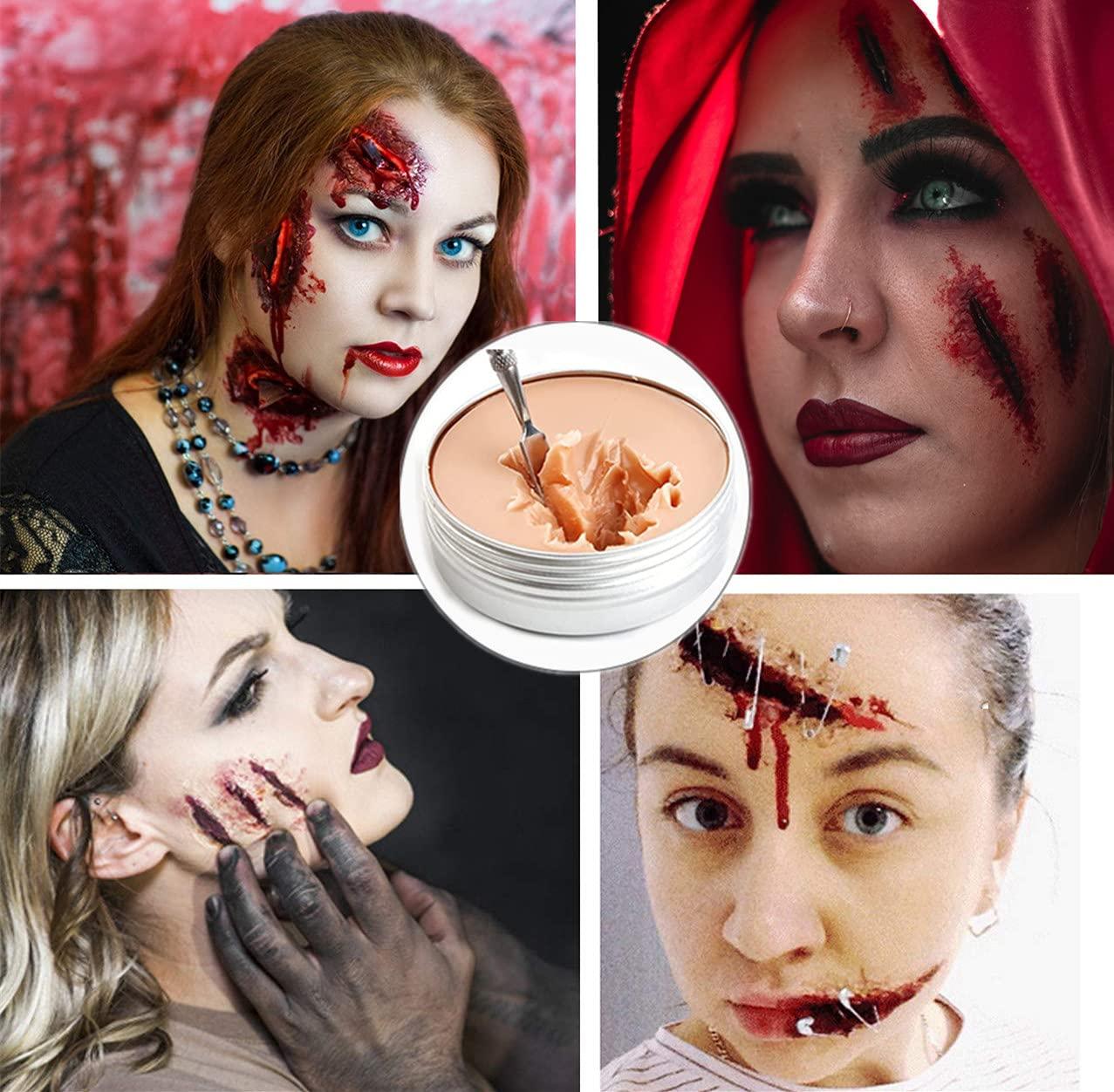 Makeup Skin Wax with Fake Blood Gel Special Effect Cosmetics with  Double-Ended Scraper Wound Cosmetic for Stage Dress Up Cosplay