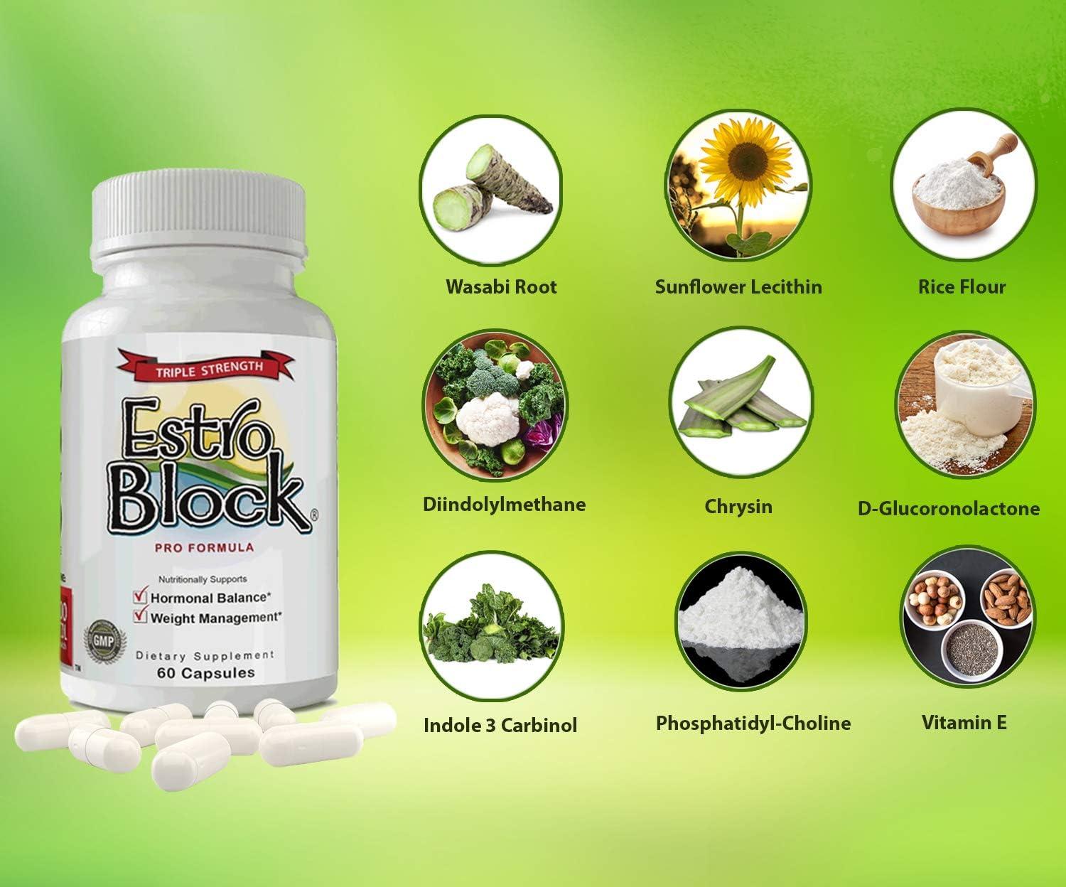 Estroblock Pro Triple Strength 60 Capsules Dim And Indole 3 Carbinol For Natural Hormonal