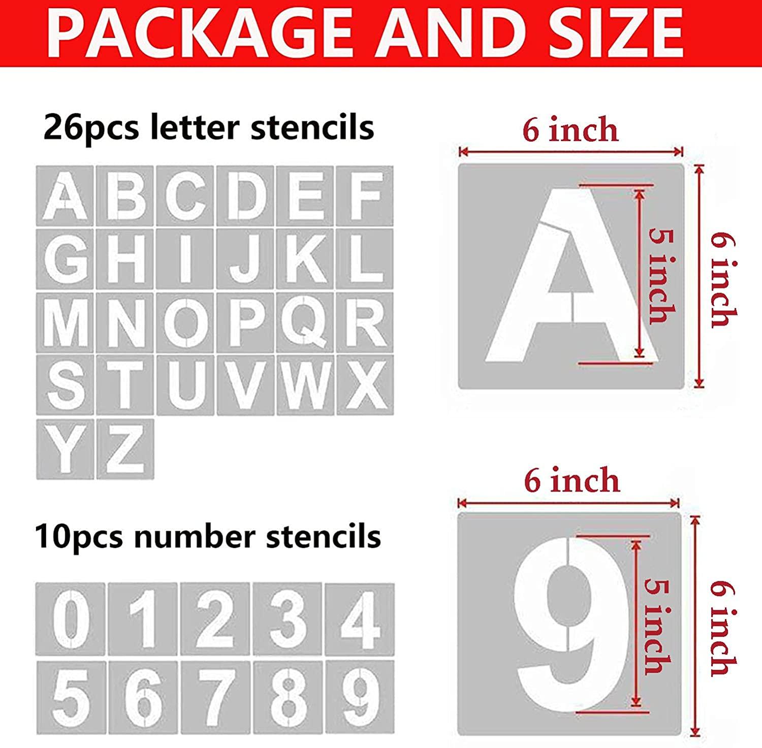 4 Inch Reusable Number and Letter Alphabet Stencils for Crafts Wood Wall  Fabric