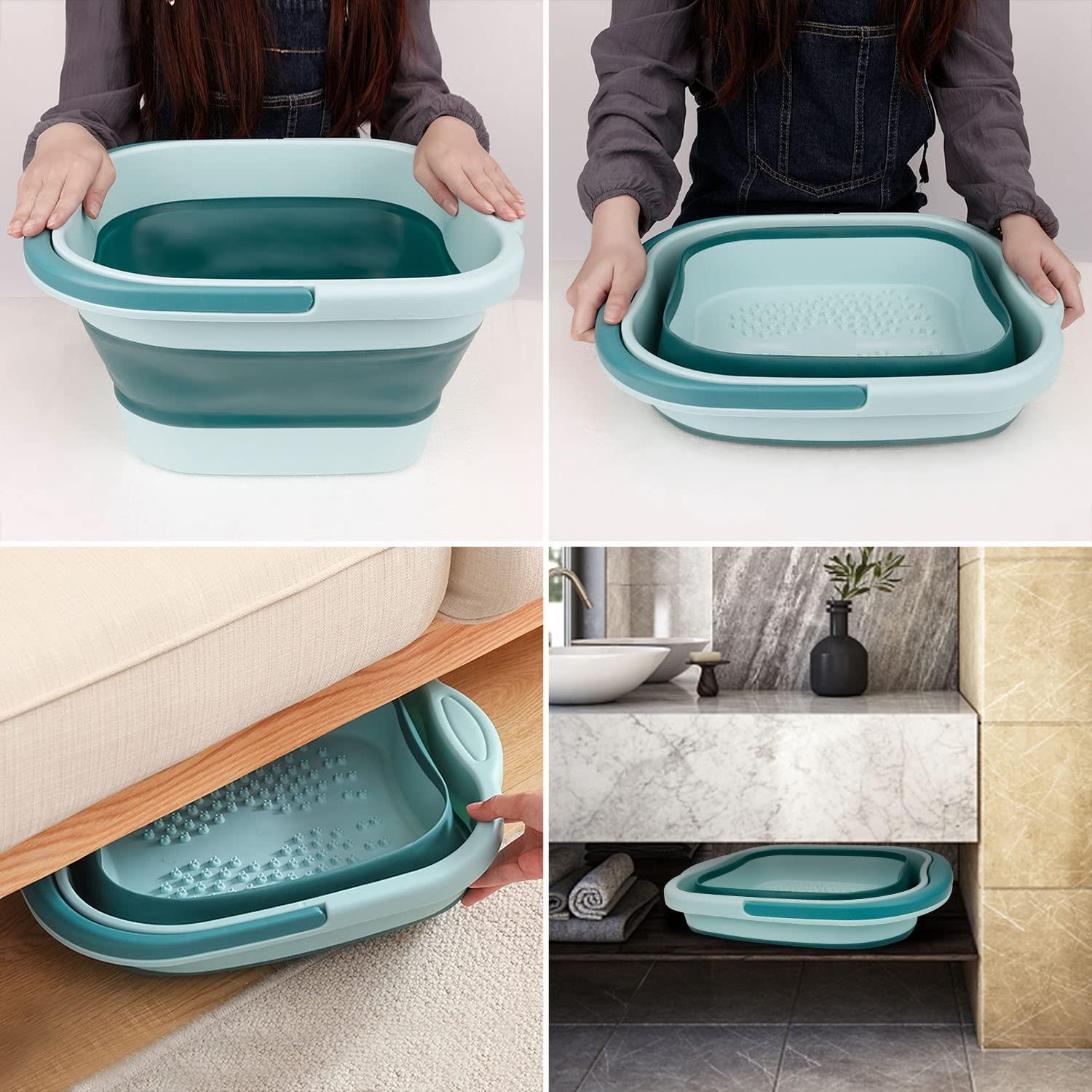 Collapsible Foot Bath Basin, Portable Foot Bucket with Handles