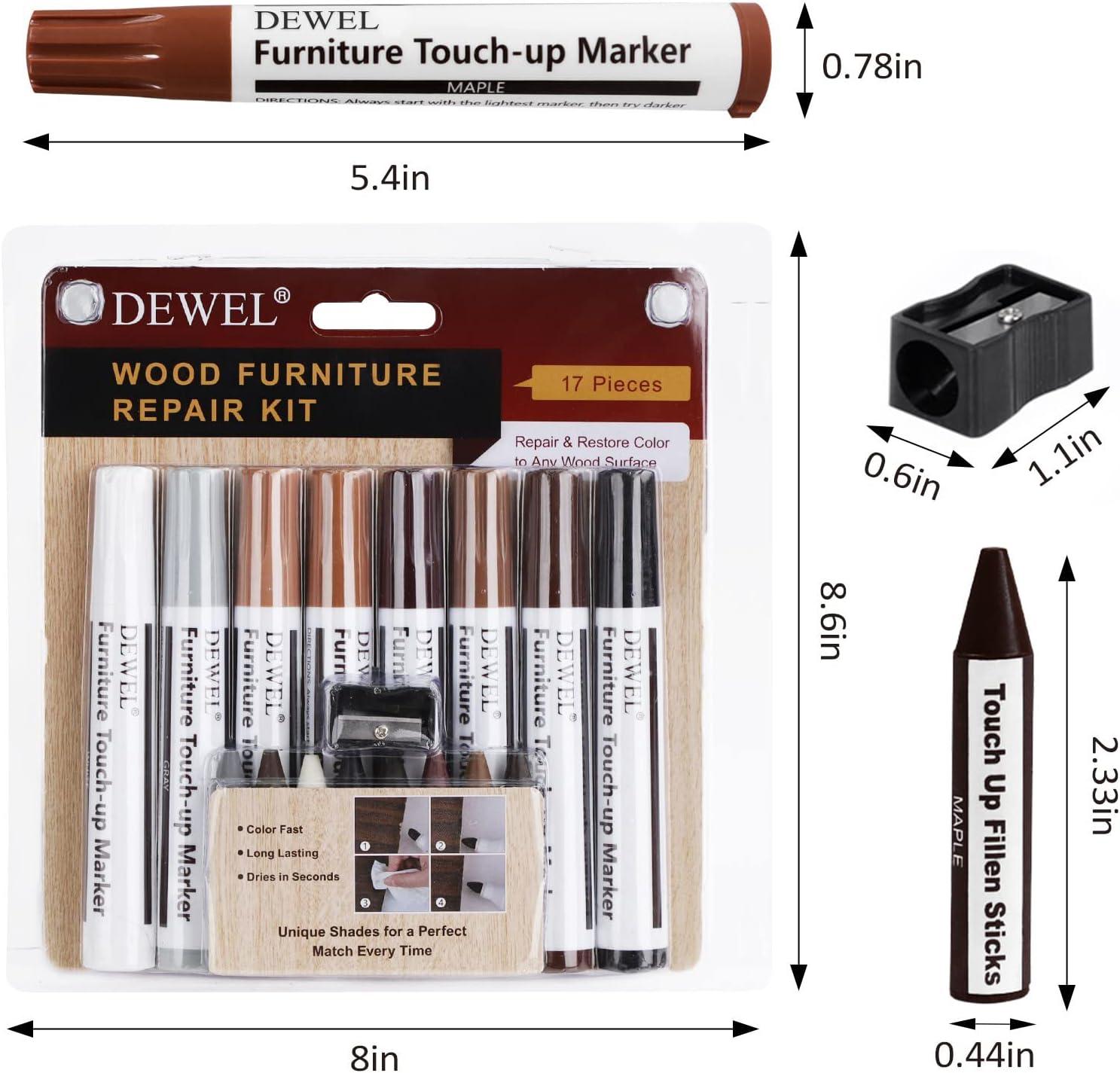 Wood Furniture Repair Kit, Upgrade Wood Filler, Touch up Markers with Wax  Sticks