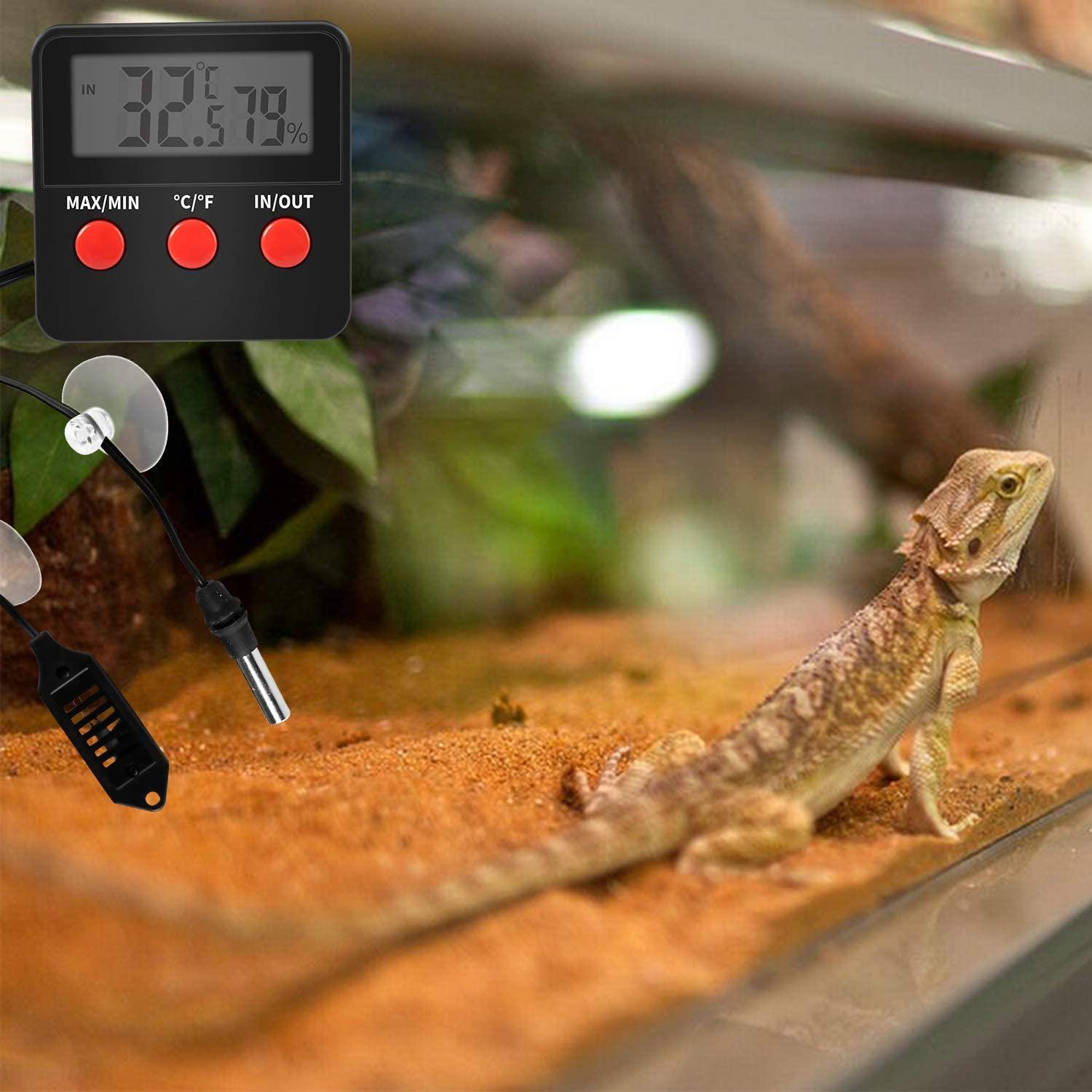Simple Deluxe Digital Thermohygrometers and Hygrometer with Temperature and  Humidity Probe for Reptile Tank, Black 