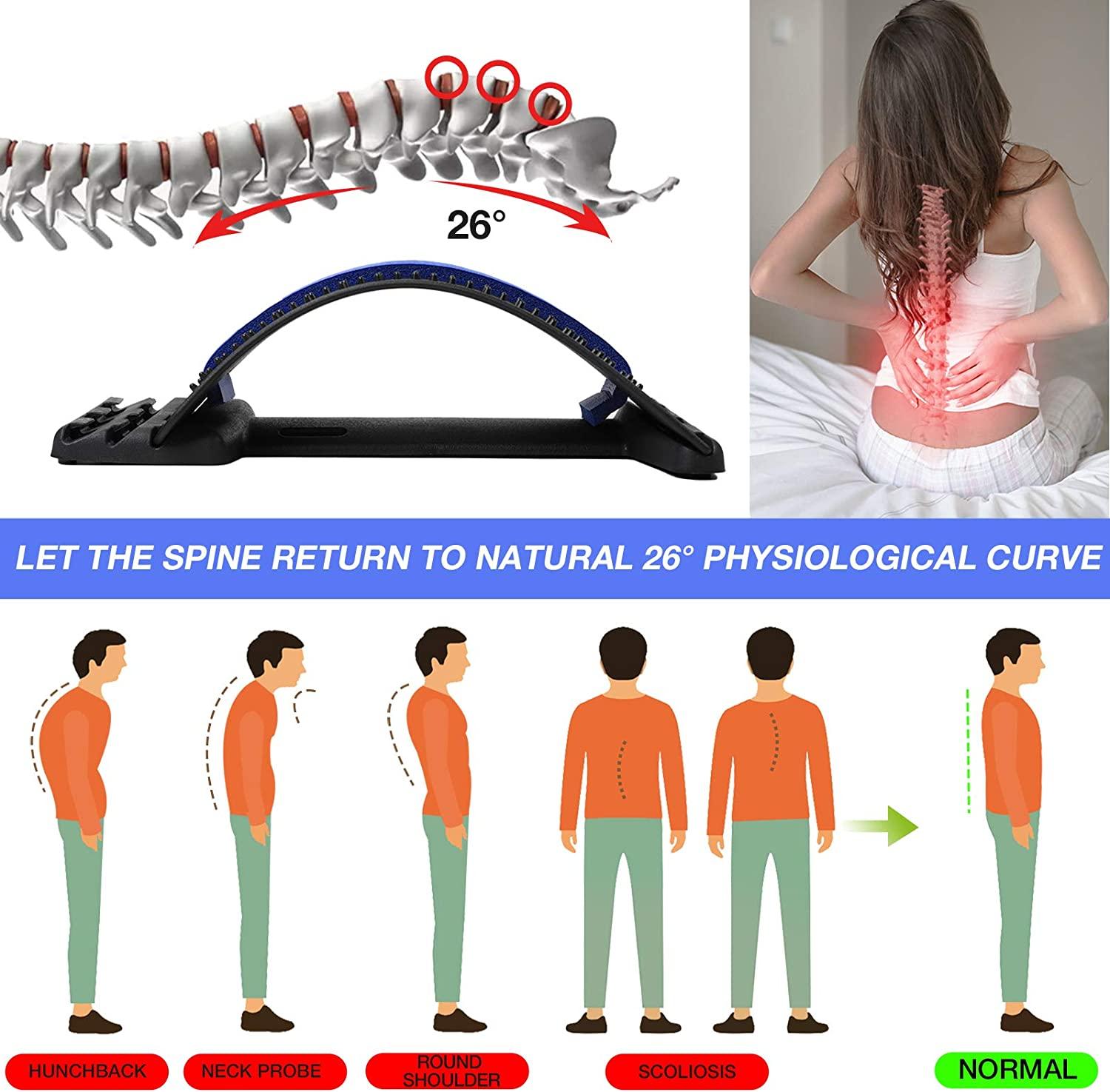 Moocoo Back Stretcher for Lower Back Pain Relief with Magnet, 3 Level  Adjustable Back Cracker | Back Massager | Sciatica Pain Relief | Back  Cracking