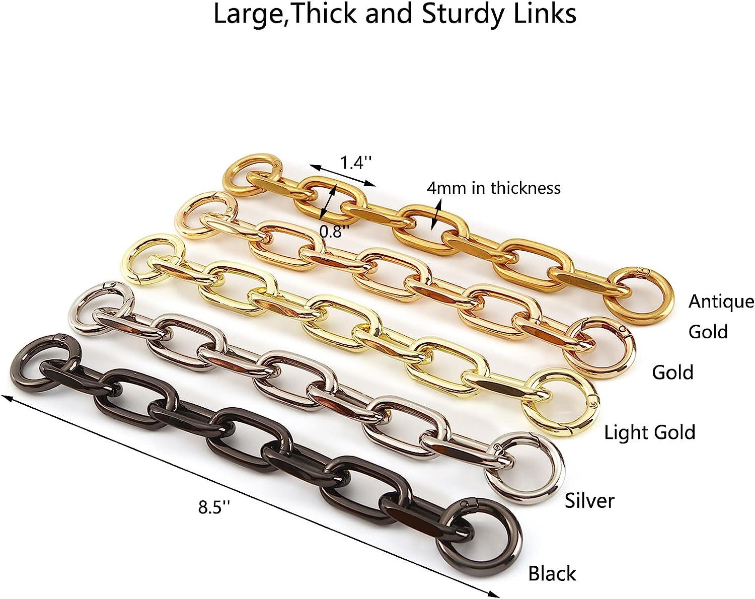  Metal Purse Chain Strap Extender for Accessory Charms,Lengthen  Crossbody Shoulder Handbags Strap(No.1 Light Gold)