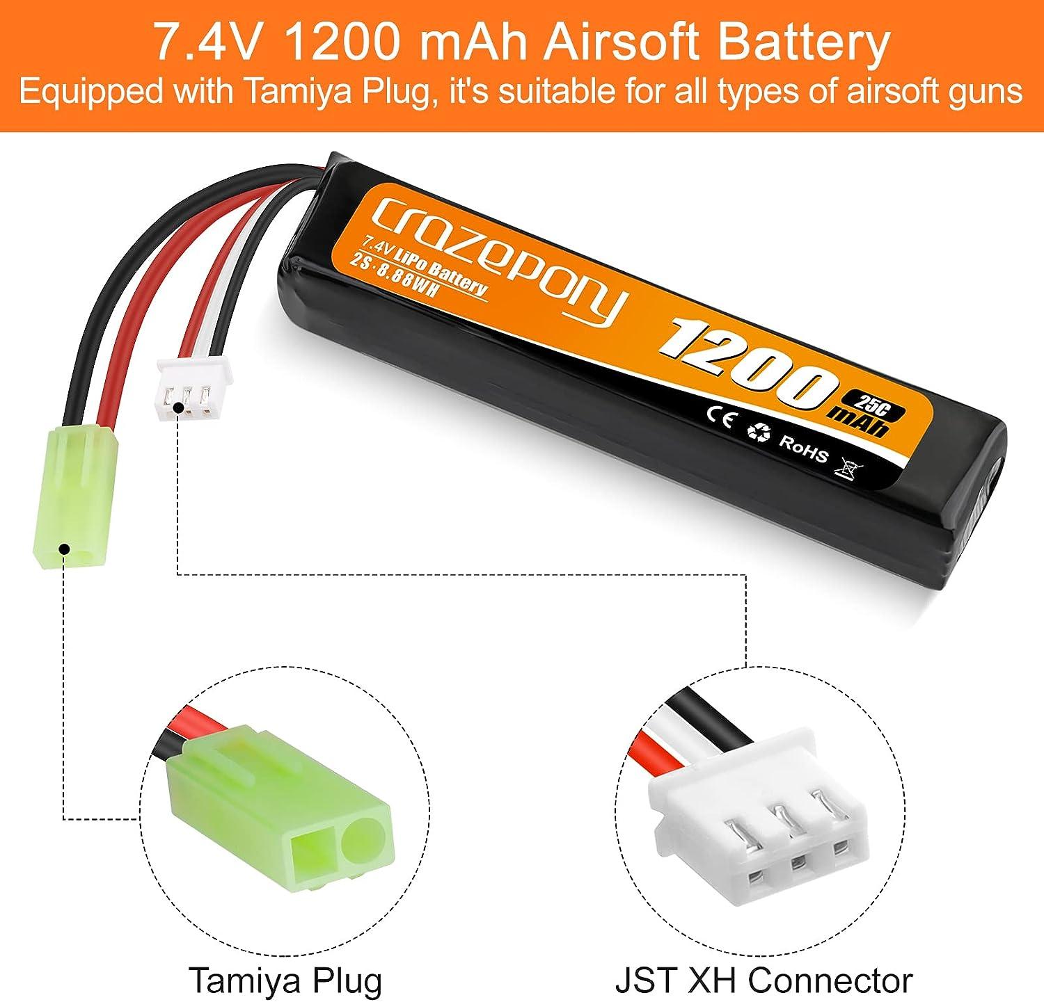 2 x 7.4V 2S 2000mah Li-ion Battery T Plug & JST-XH Plug with USB Charger  for Car