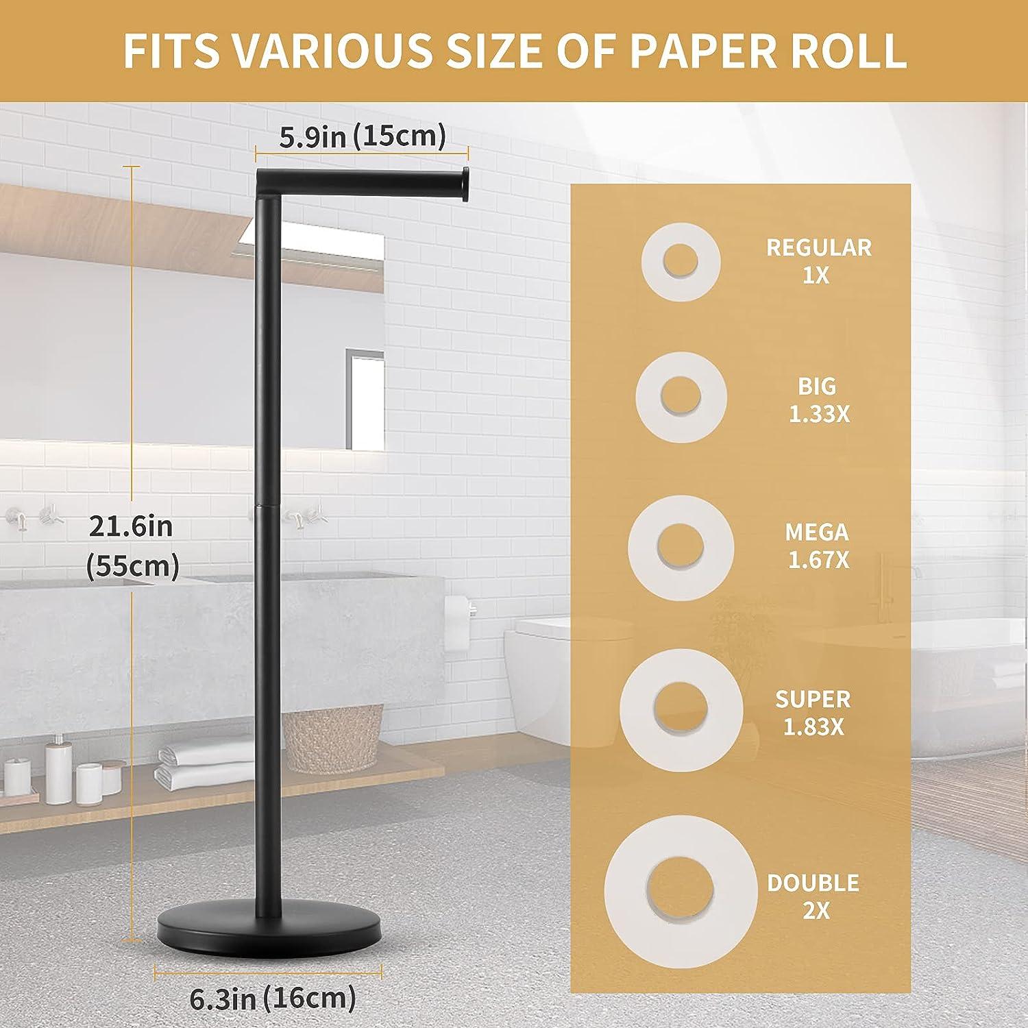 LAYUKI Large Toilet Paper Holder with Shelf, Wipes Dispenser and Storage, Stainless Steel, Wall Mounted, Matt Black, Upgraded