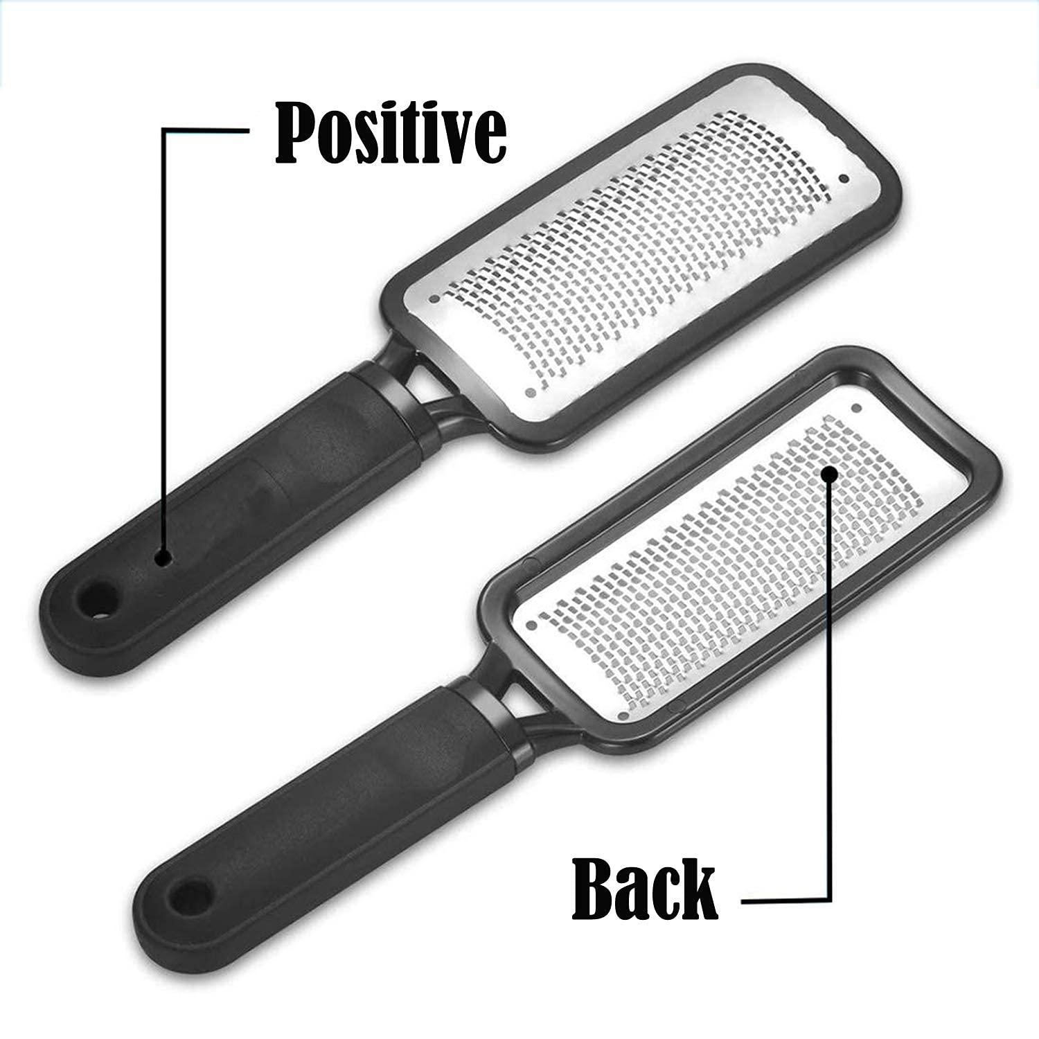 Foot Scrubber 2pcs, Callus Remover for Feet with Stainless Steel, Foot File  Set of 2, Pedicure Tools, Foot Scrub Supplies Black