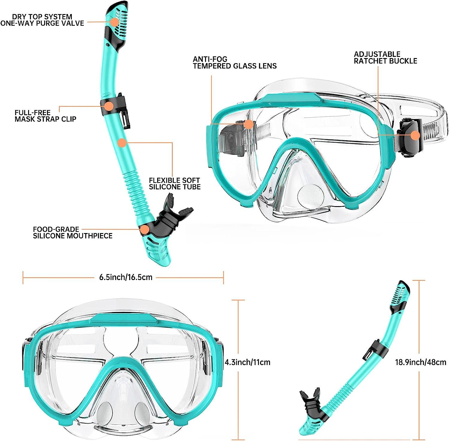 Adult Tempered Glass Diving Set Scuba Anti-Fog Goggles and Snorkeling Mask  Tube