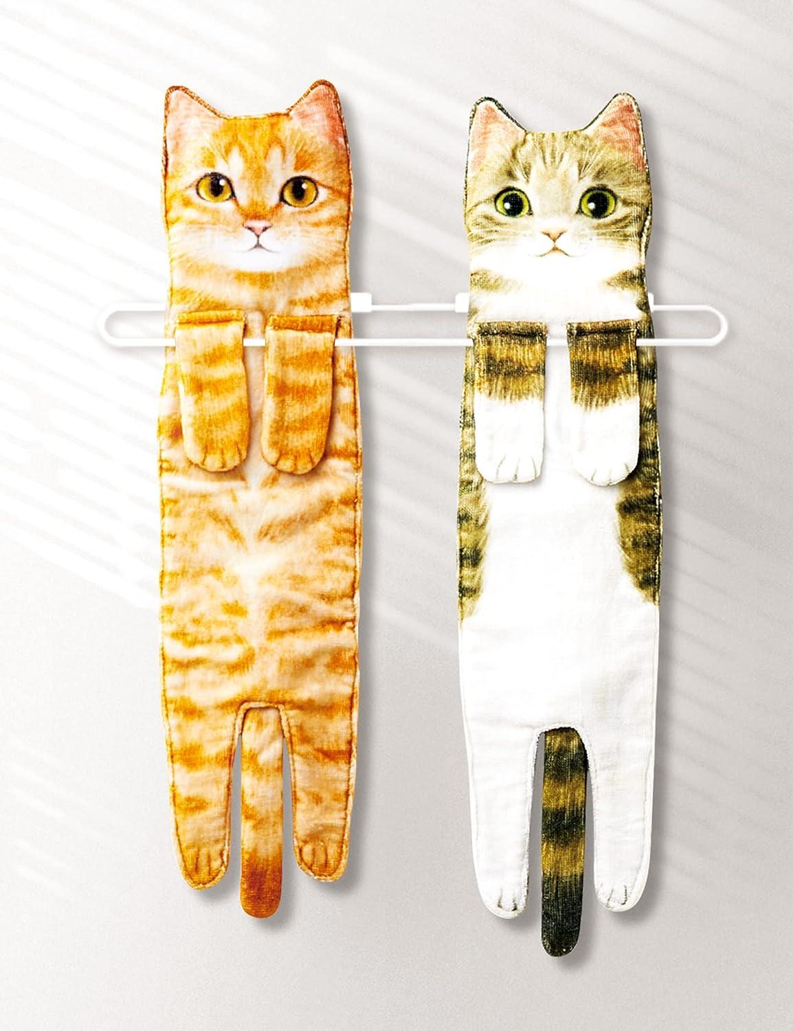 Funny Hand Towels For Bathroom Kitchen Cute Cat Decor Towels Absorbent Soft