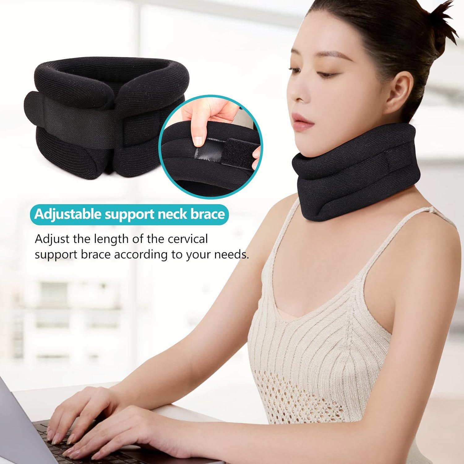 RESTCLOUD Neck Brace for Neck Pain Relief Cervical Collar for Sleeping Soft  Foam Neck Support Relieves Pain & Pressure in Spine Wraps Keep Vertebrae  Stable and Aligned (3 Depth Collar M) Medium