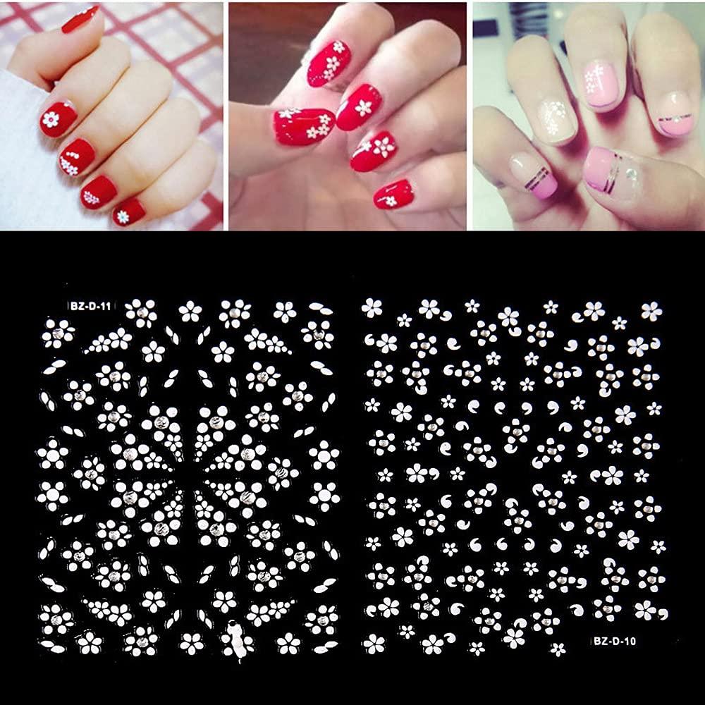 White Flower Nail Art Stickers 3D Self Adhesive Flower Nail Decals Supplies  Cute Floral Nail Sticker with Rhinestones Design for Women Manicure Tip  Accessories Nail Decoration 30 Sheets
