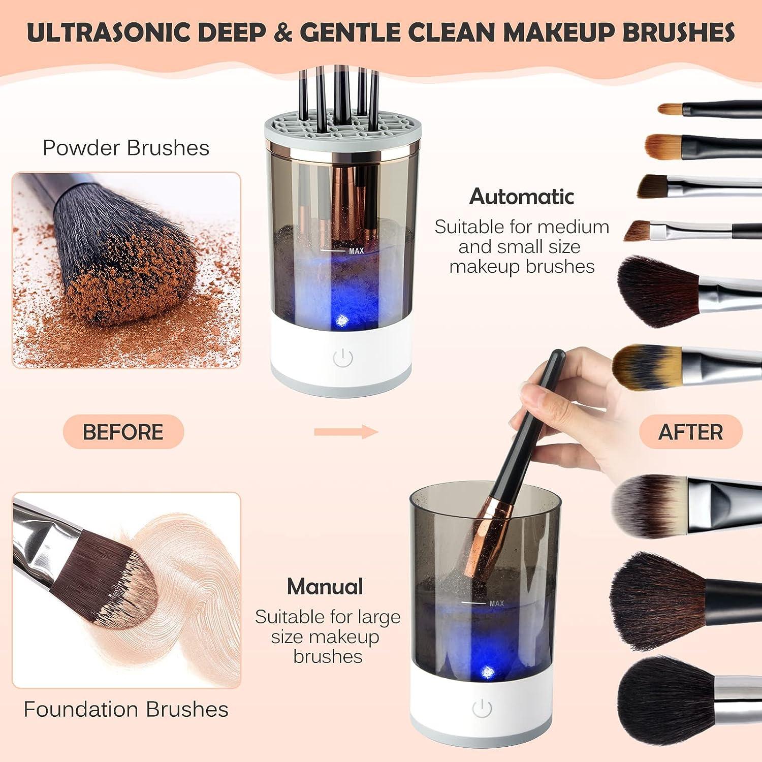 Electric Makeup Brush Cleaner Machine,Portable Makeup Brush Cleaner with  Cosmetic Brush Cleaner Silicone Mat, for All Size Makeup Brushes Beauty  Tools Set, Gift for Mother's Day & Christmas 