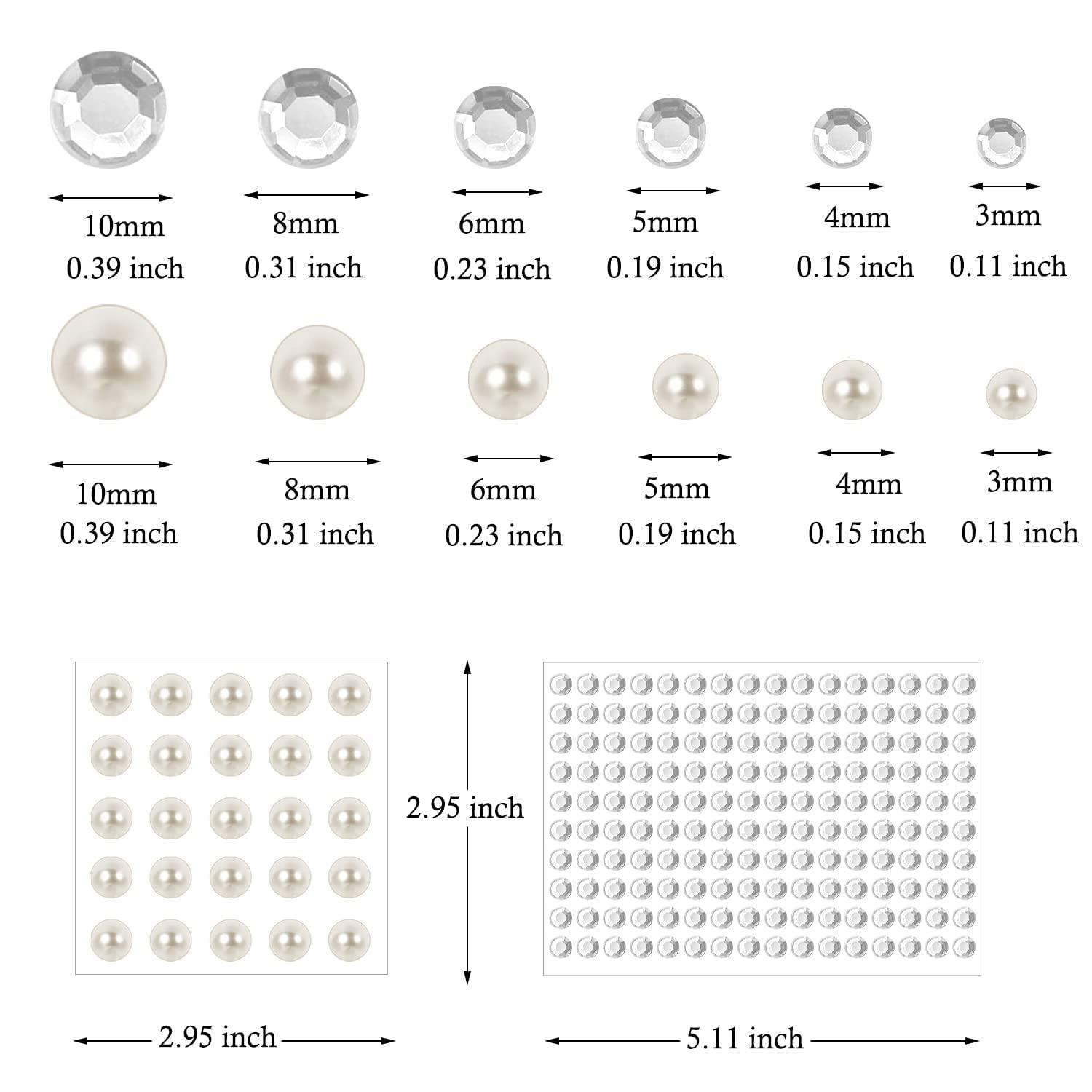  1980Pcs Self Adhesive Pearl Stickers, Shynek Hair Pearls Stick  on Gems for Hair, Face, Makeup, Eye, Nail, Crafts, Assorted Sizes(Ivory  White) : Beauty & Personal Care