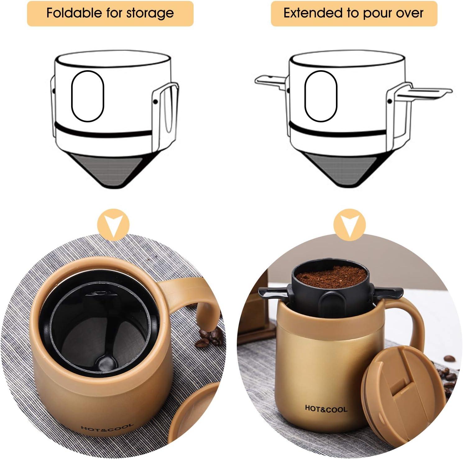  ONEISALL Camping Portable Coffee Maker Set with Stainless Steel  Coffee Mug + Collapsible Pour Over Coffee Filter - for Travel Camping  Offices Backpacking : Sports & Outdoors