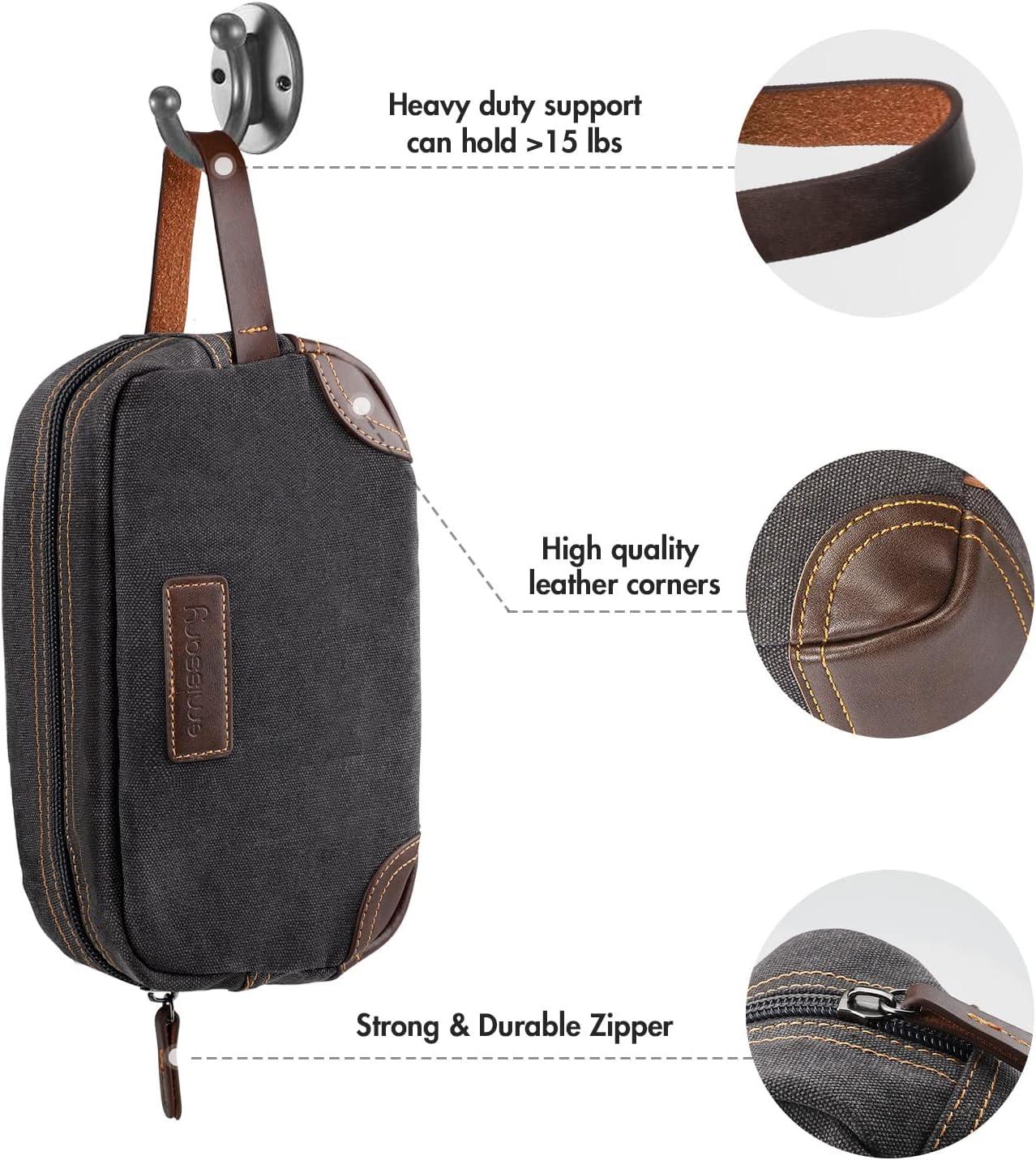 emissary Men's Toiletry Bag, Leather and Canvas Travel Toiletry Bag, Dopp  Kit for Men, Travel Bathroom Bag Men's Shaving Kit, Travel Kit Small Bags