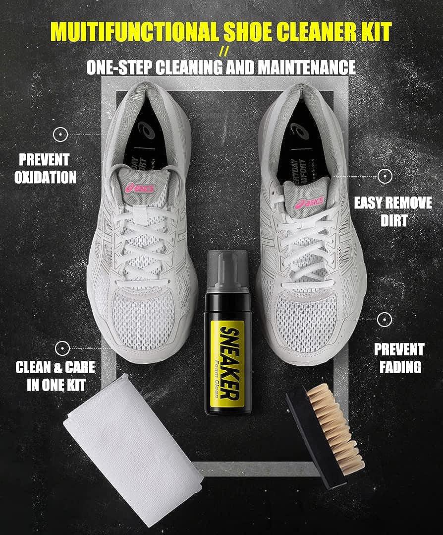 COZGO Shoe Cleaner Kit for Sneaker, Water-Free Foam Sneaker Cleaner 5.3Oz  with Shoe Brush and Shoe Cloth,Work on White  Shoe,Suede,Boot,Canvas,PU,Fabric,etc