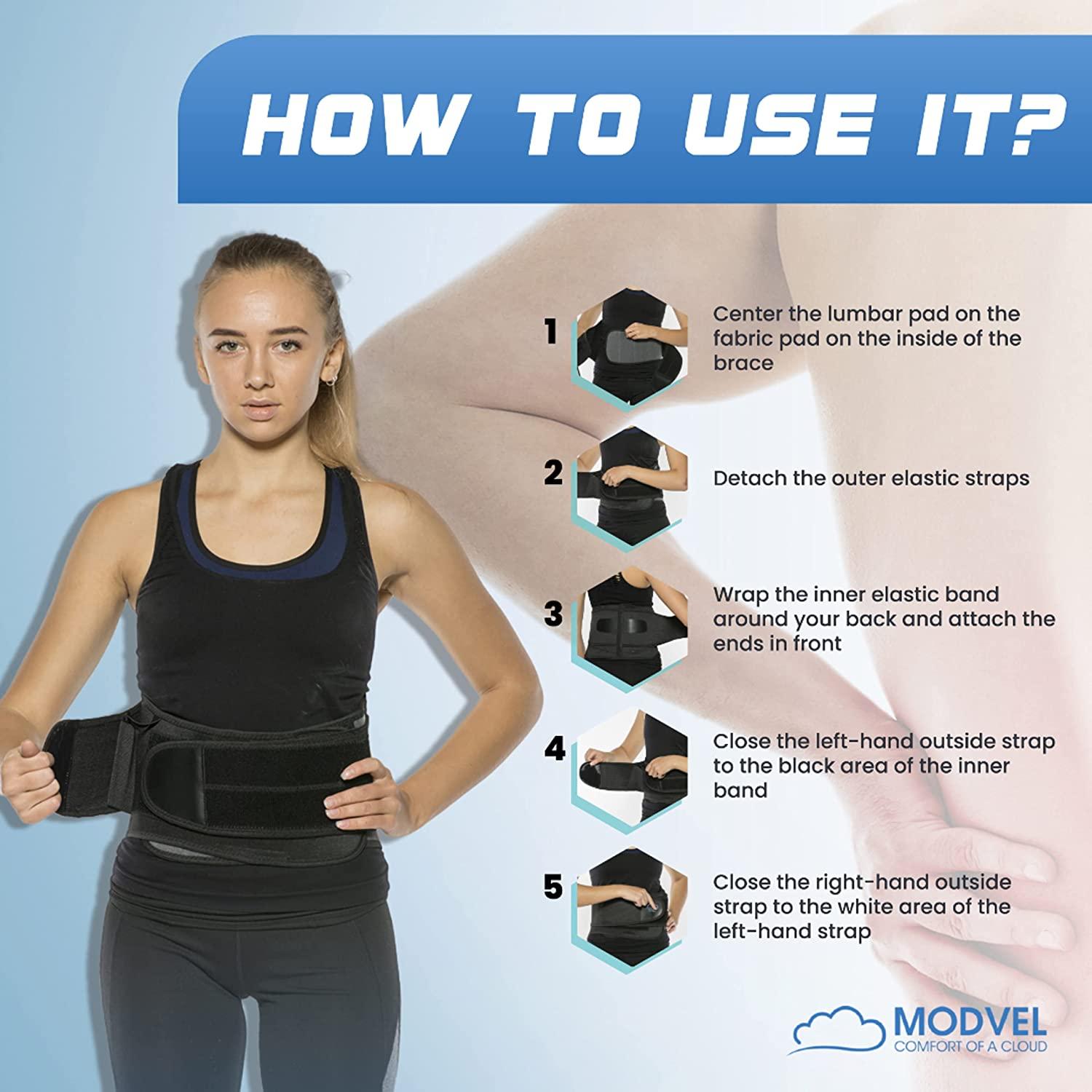 MODVEL Lower Back Brace with 6 Stays for Lower Back Pain Relief | Lumbar  Support Belt
