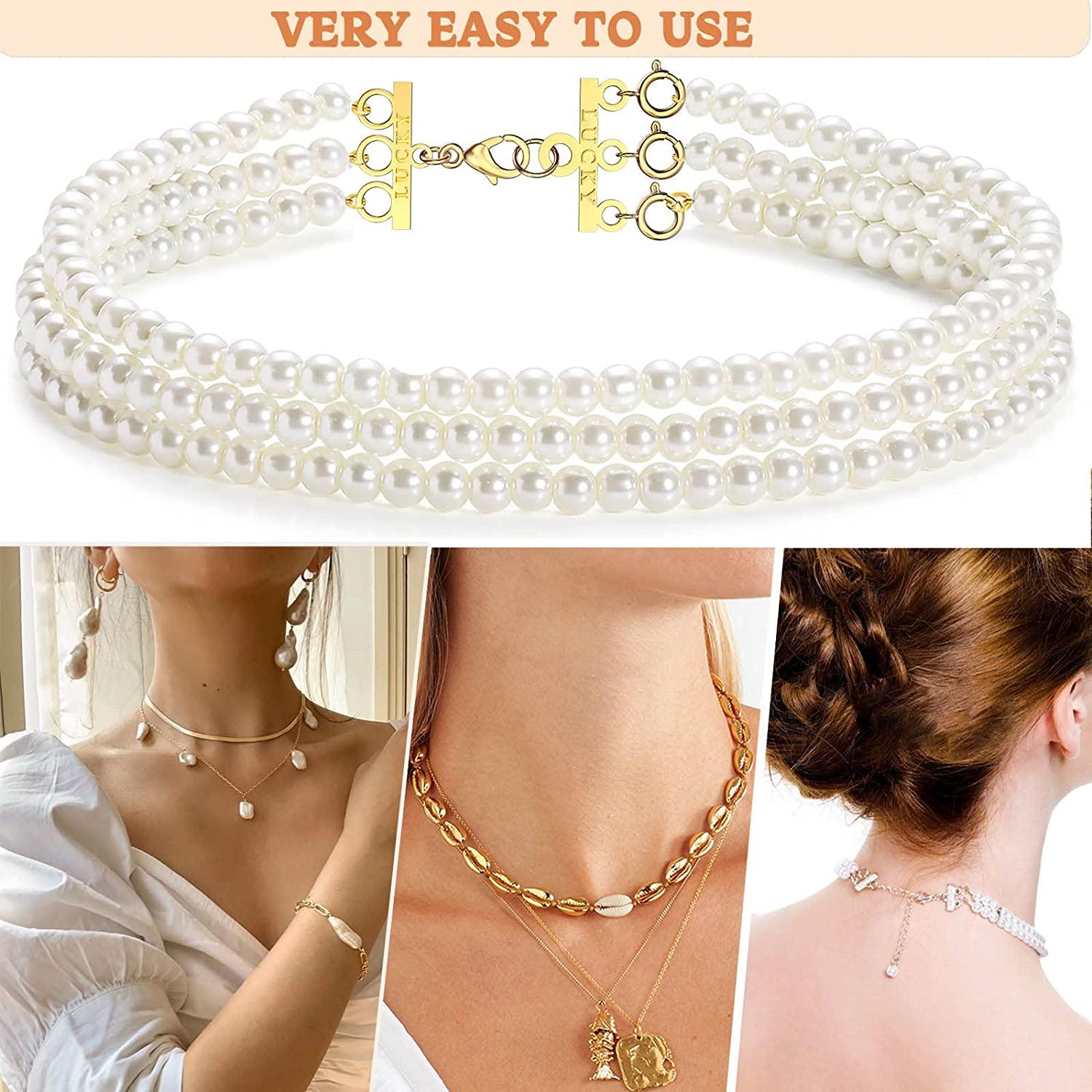  Dailyacc Lucky Necklace Layering Clasp 18K Gold and Silver  Multi Strand Clasps with Lobster Clasps