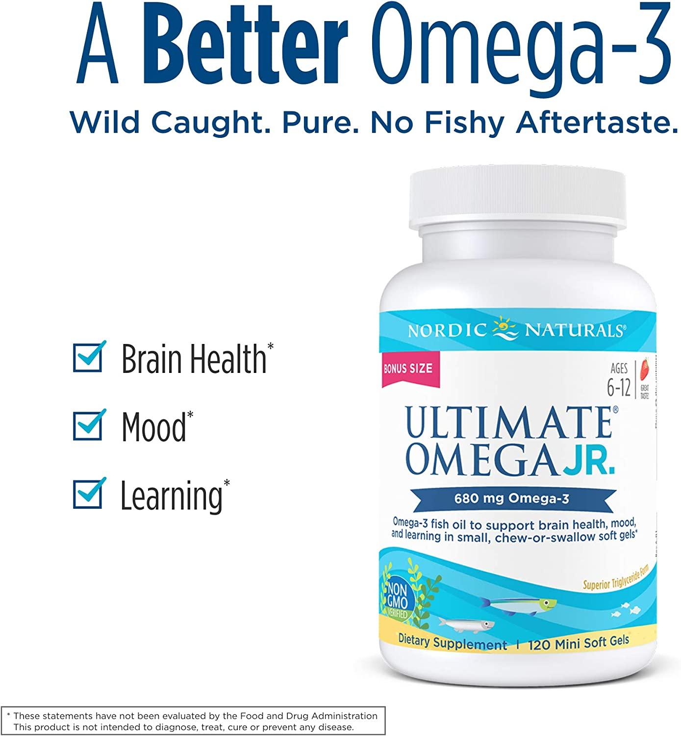 Nordic Naturals Ultimate Omega-3, Junior, 680 mg, Mini Soft Gels, Strawberry - 90 mini soft gels