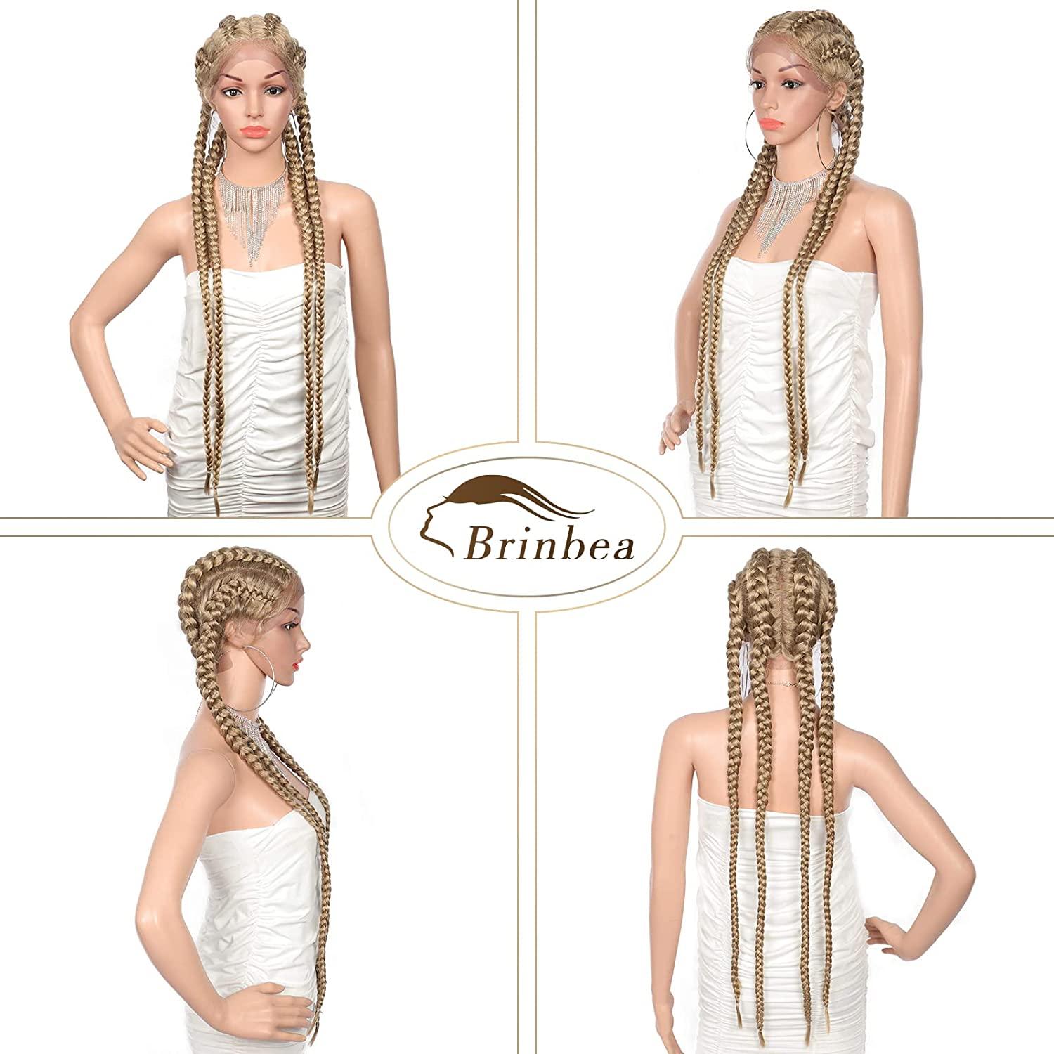 Jumbo Braided Brinbea Braided Wig With Full Lace Front In Black/Brown/Blonde,  Heat Resistant And Free Box Braids For Babies From Bkebeautyhair, $44.01