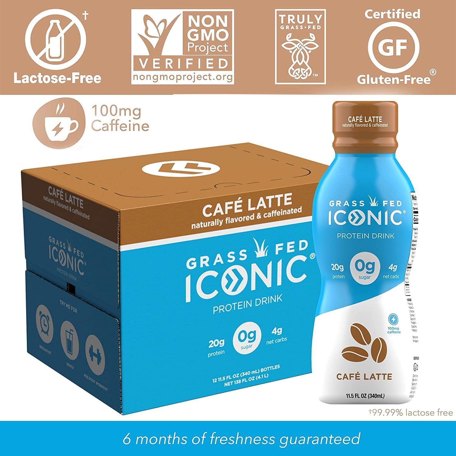 Iconic Protein Drinks, Sample Pack (5 Flavors), Low Carb Protein Shakes, Grass Fed, Lactose-Free, Gluten-Free, Low Calorie Snack or Healthy  Breakfast