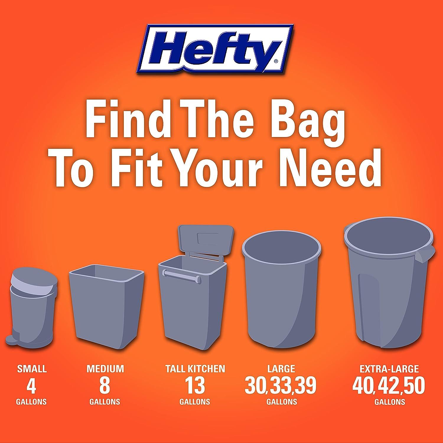 Hefty 33-Gallons Black Outdoor Plastic Can Drawstring Trash Bag (40-Count)  in the Trash Bags department at