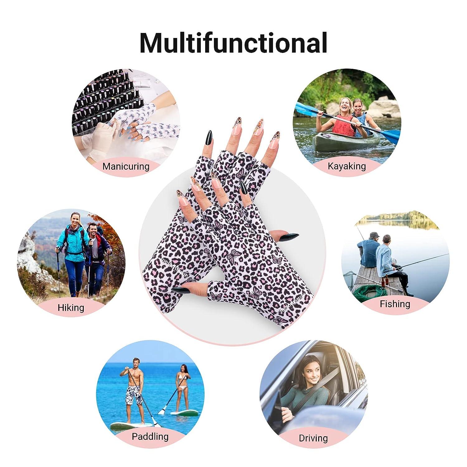 MelodySusie UV Glove for Gel Nail Lamp, Professional UPF50+ UV Protection  Gloves for Manicures White Leopard