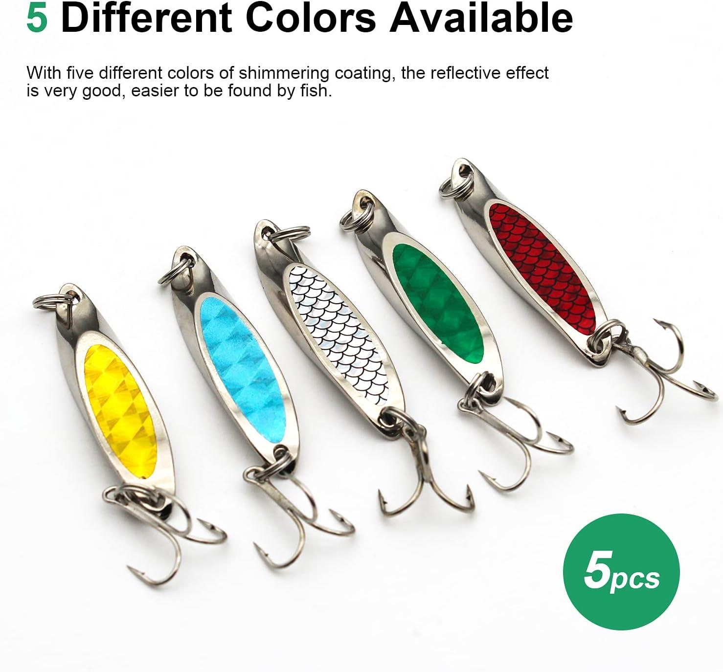 10/20 Pieces 22g Fishing Lures Spoons Saltwater Treble Feather Hooks Hard  Metal Spinner Baits Casting Spoon Silvery for Salmon Bass