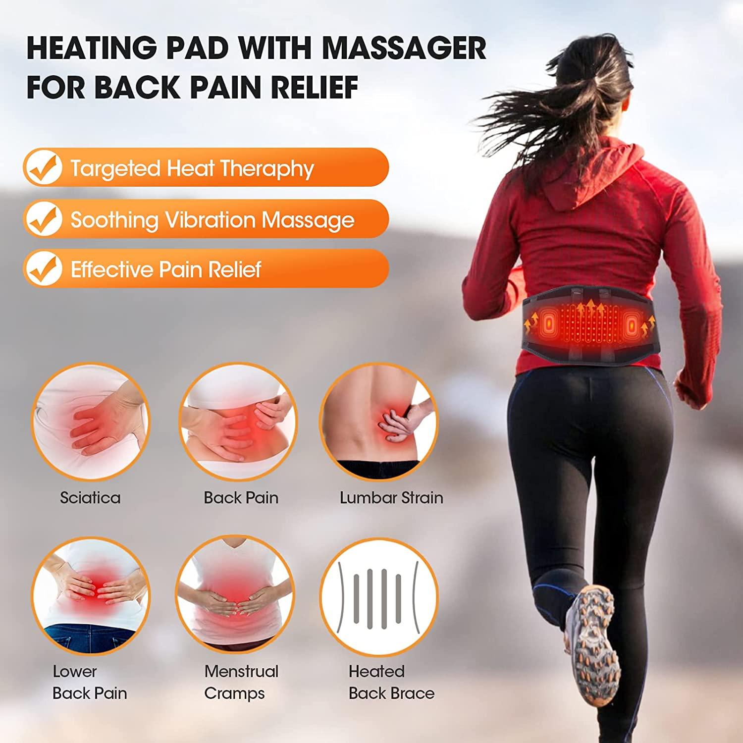 Extra Large52''Heating Pad Back Massage for Lower Back Pain,Battery Heat  Therapy Massage, Heated Back Brace Waist Belt Wrap-Abdominal and Back Pain