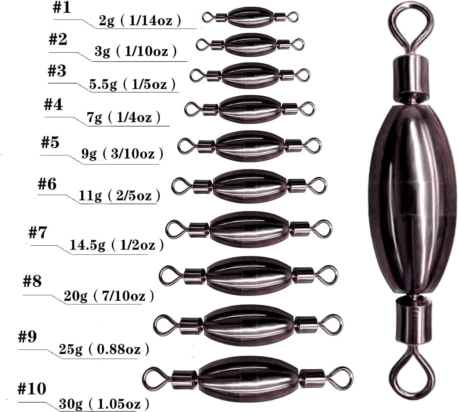  25 Pcs. Trolling Sinker Weights Lead Fishing Set Sinkers Tackle  Kit 5/8 Oz. W/7 Brass Barrel Swivel : Sports & Outdoors