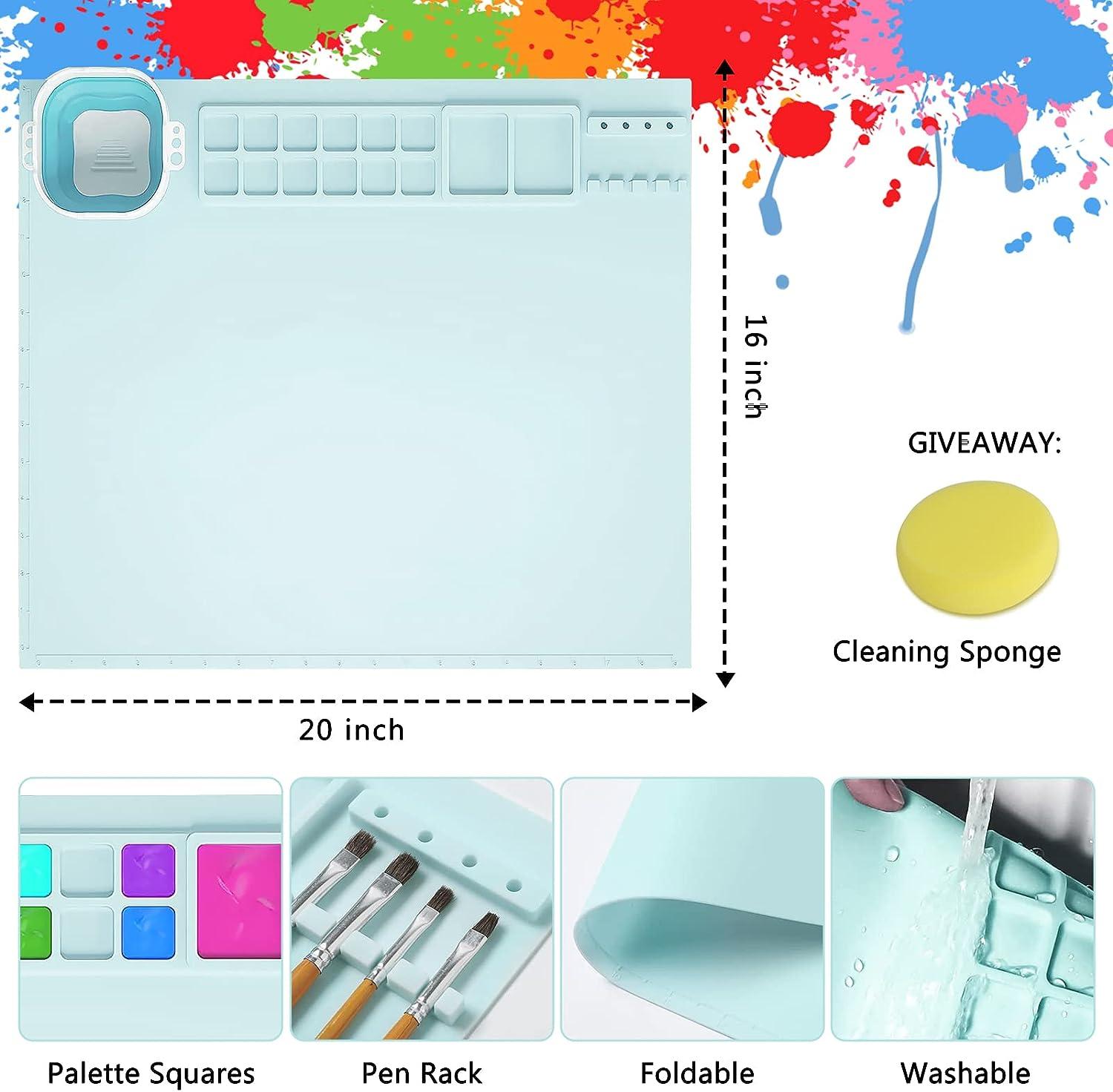 Silicone Craft Mat, Versatile 20x16 Inches Silicone Mats for Crafts, Silicone Art Mat with Cup and Paint Holder, Easy to Clean Silicone Painting Mat
