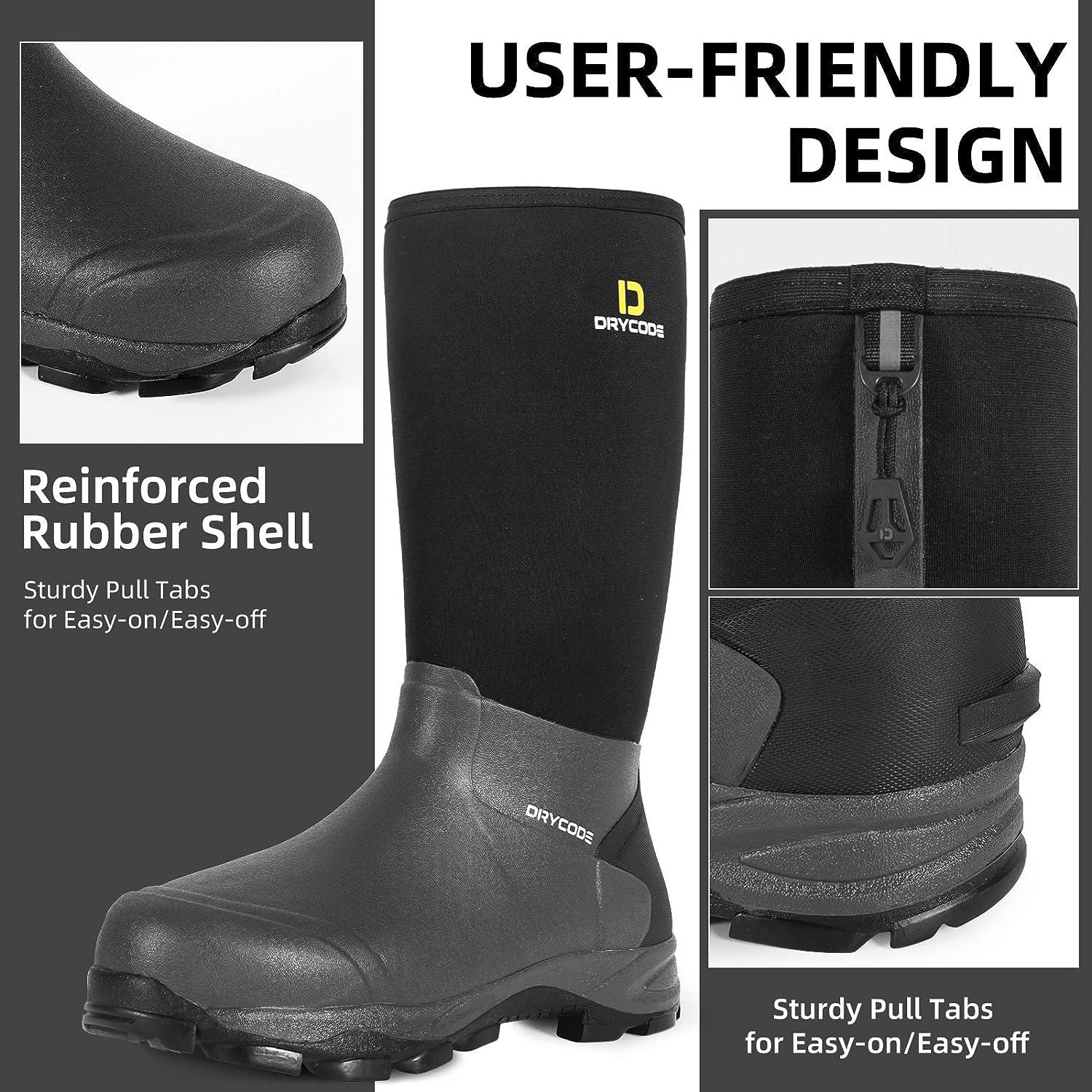 D DRYCODE Rain Boots Men, Waterproof Fishing Deck Boots, Anti-Slip