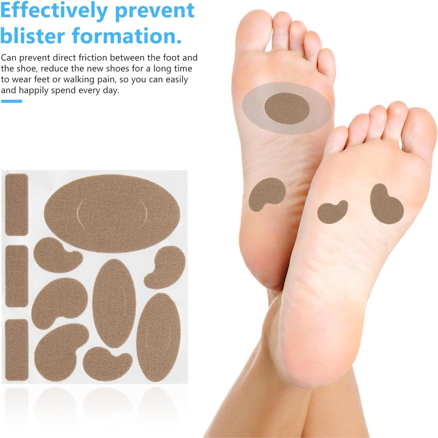 Moleskin Tape Flannel Adhesive Pads Stickers Blister Prevention Pads  Anti-wear Heel Pads for Feet Fabric Padding, 11 Shapes (110 Pieces)