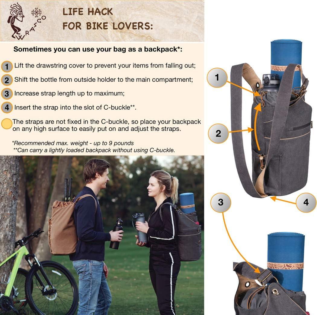 WRASCO Yoga Mat Bag for Women & Men, Large Canvas Yoga Bag and Carrier  Fits All Your Stuff