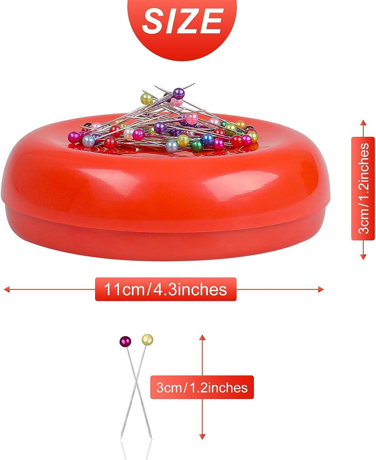 Magnetic Pin Cushion with 200 PCS Sewing Pins Round Plastic