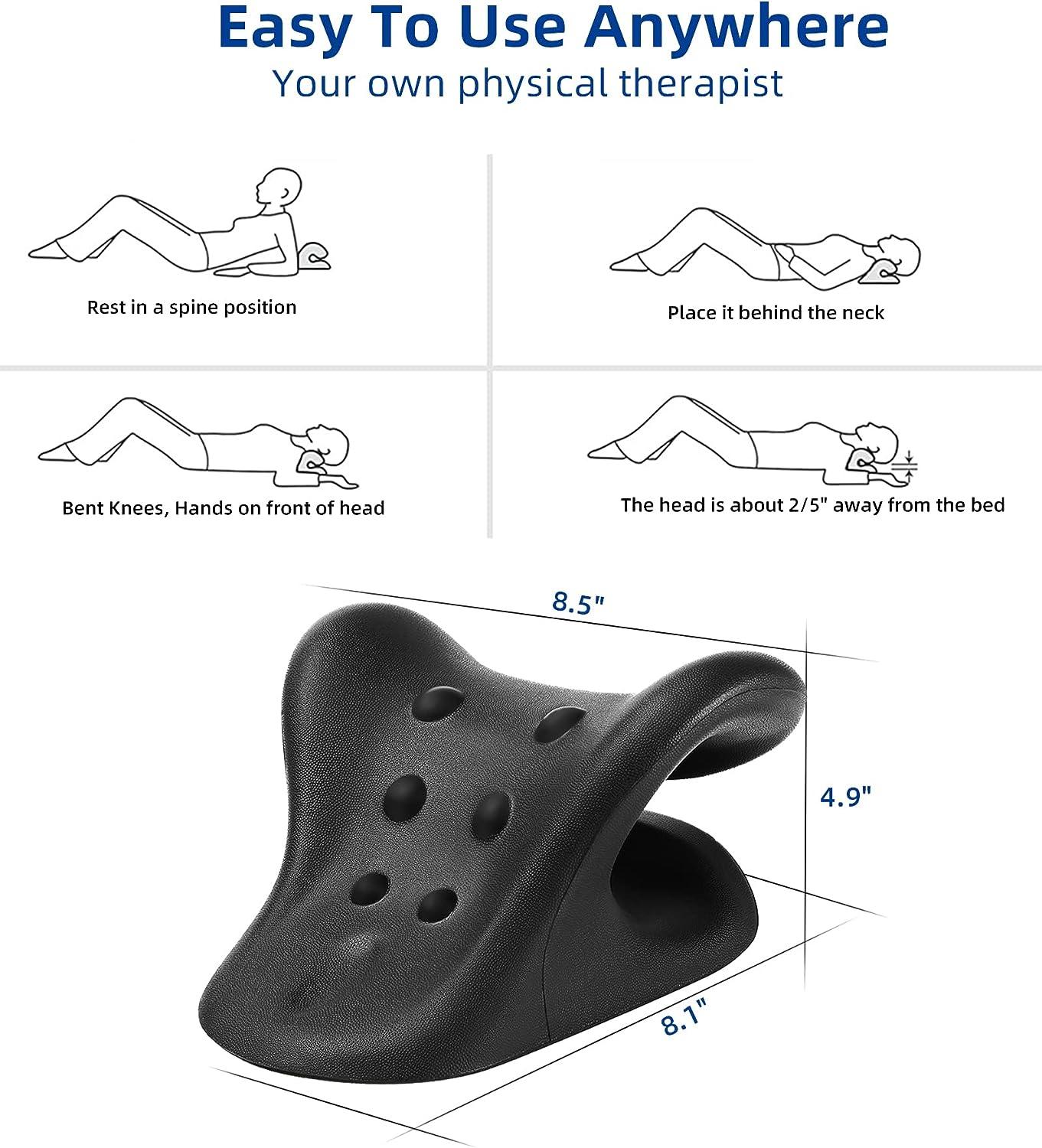 Guffo Neck Stretcher Cervical Traction Device, Neck and Shoulder Relaxer  for TMJ Headache Relief and Spine Alignment, with Acupressure Massag Design Neck  Pain Pillow for Muscle Tension Relief Black