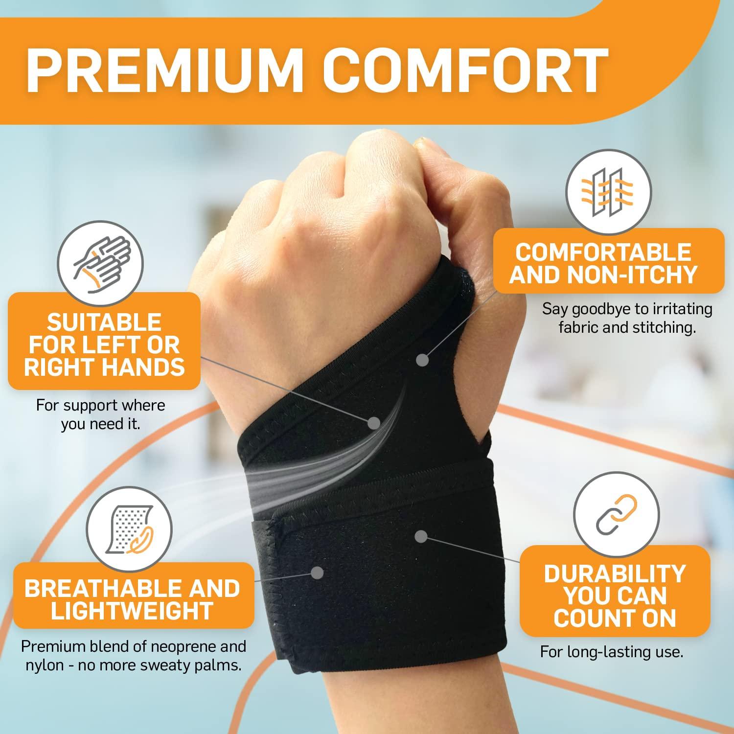  BracEasy Wrist Brace: Left & Right Hand Wrist Brace/Wrist  Support Wrist Wraps - Carpal Tunnel Wrist Brace for Night Support - Wrist Brace  for Wrist Pain; Hand Brace; Wrist Guard [Black;